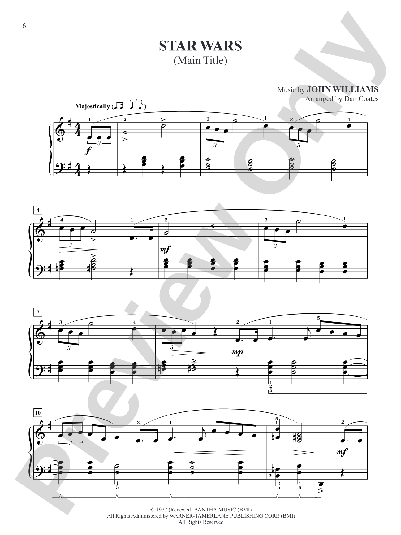 Star Wars Main Theme (from "Star Wars"): Easy Piano