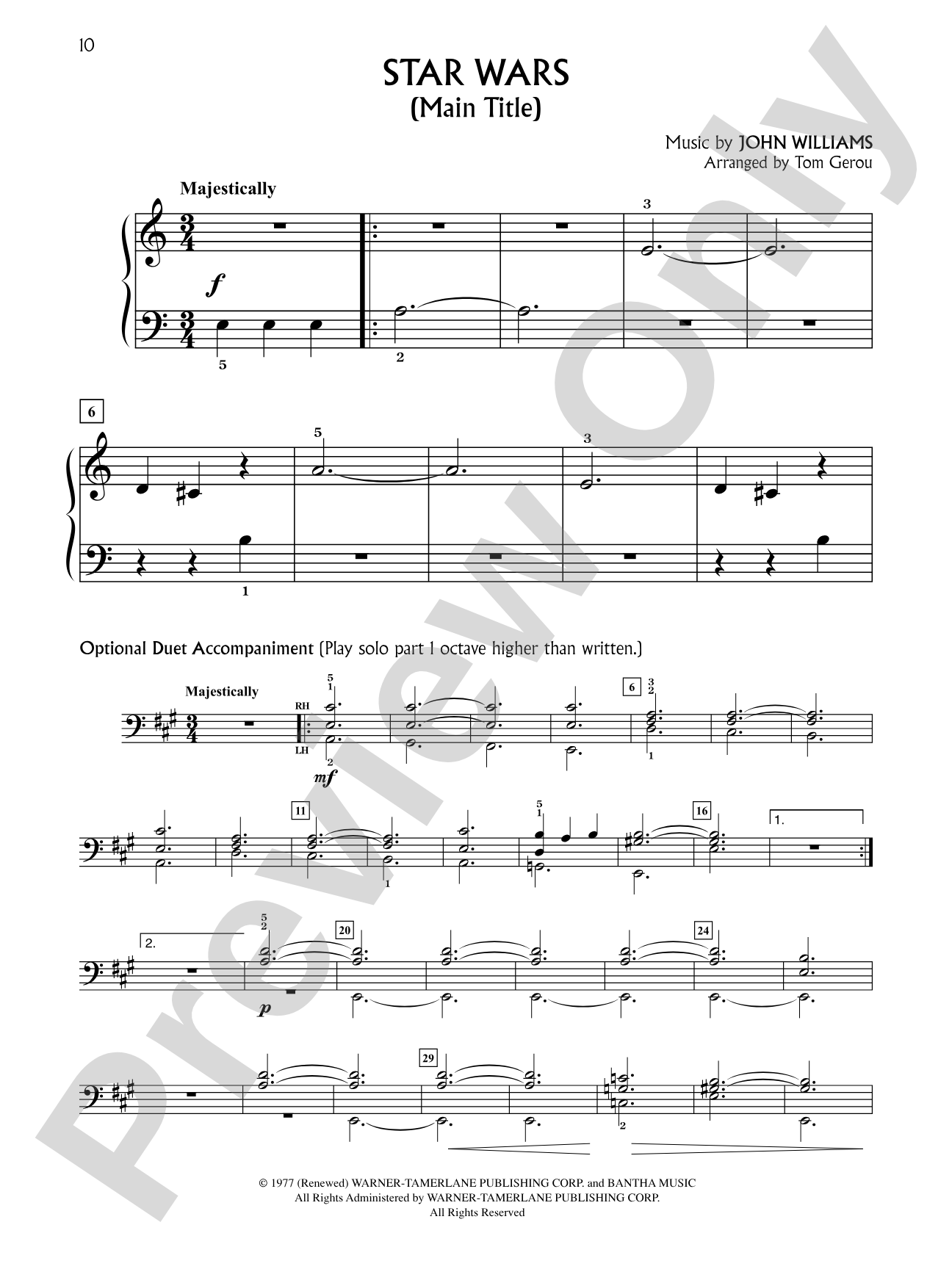 Star Wars Main Theme (from "Star Wars"): Five Finger Piano