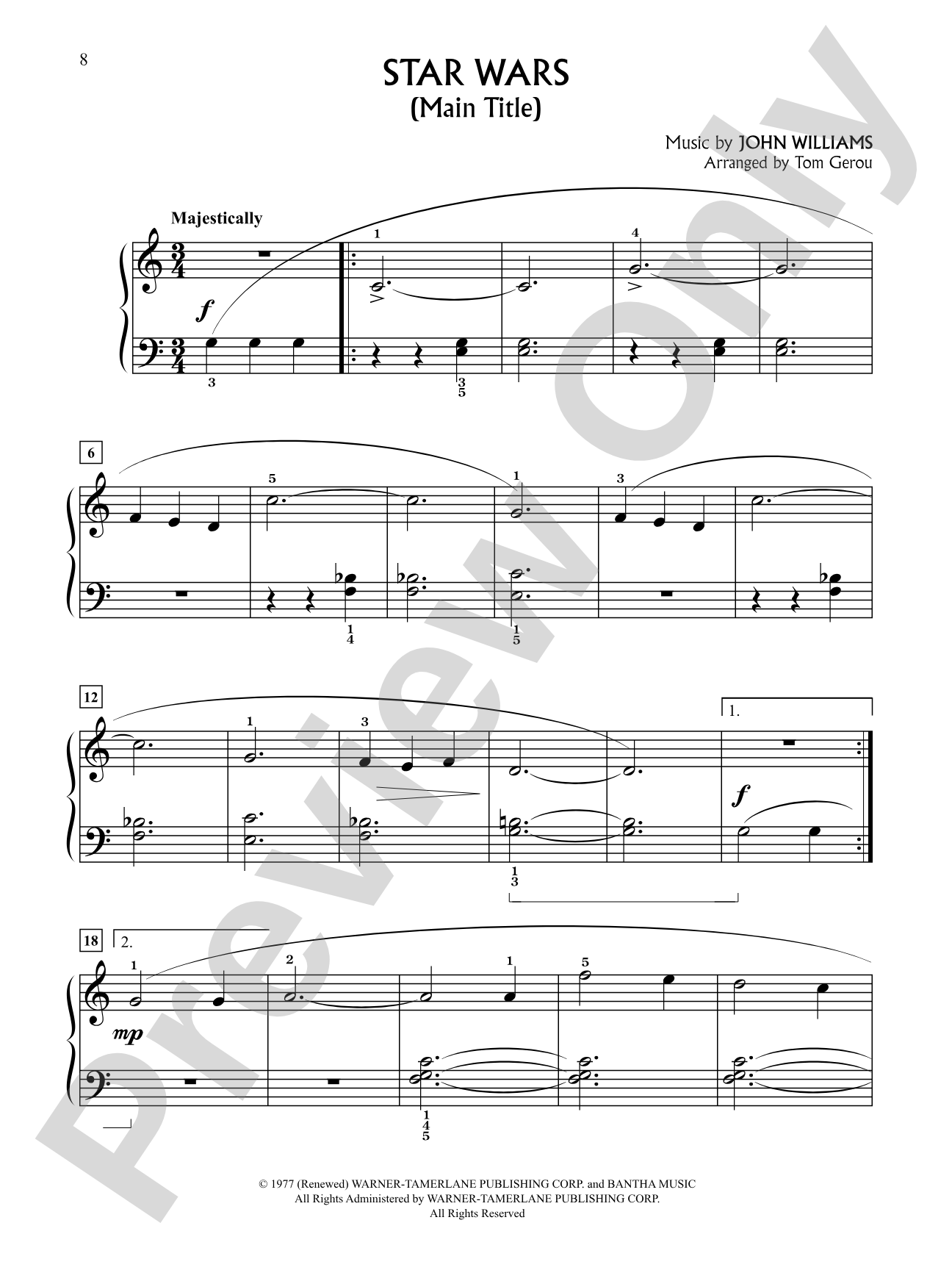 Star Wars Main theme (from "Star Wars"): Big Note Piano