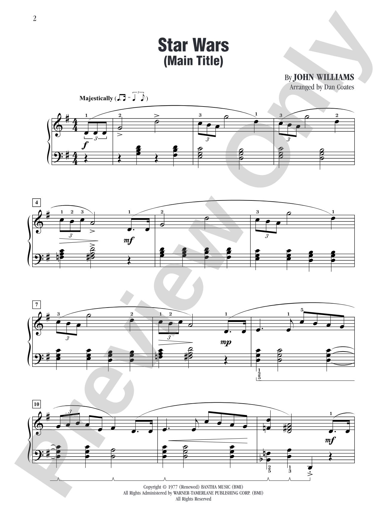 Star Wars Main Theme (from "Star Wars"): Piano