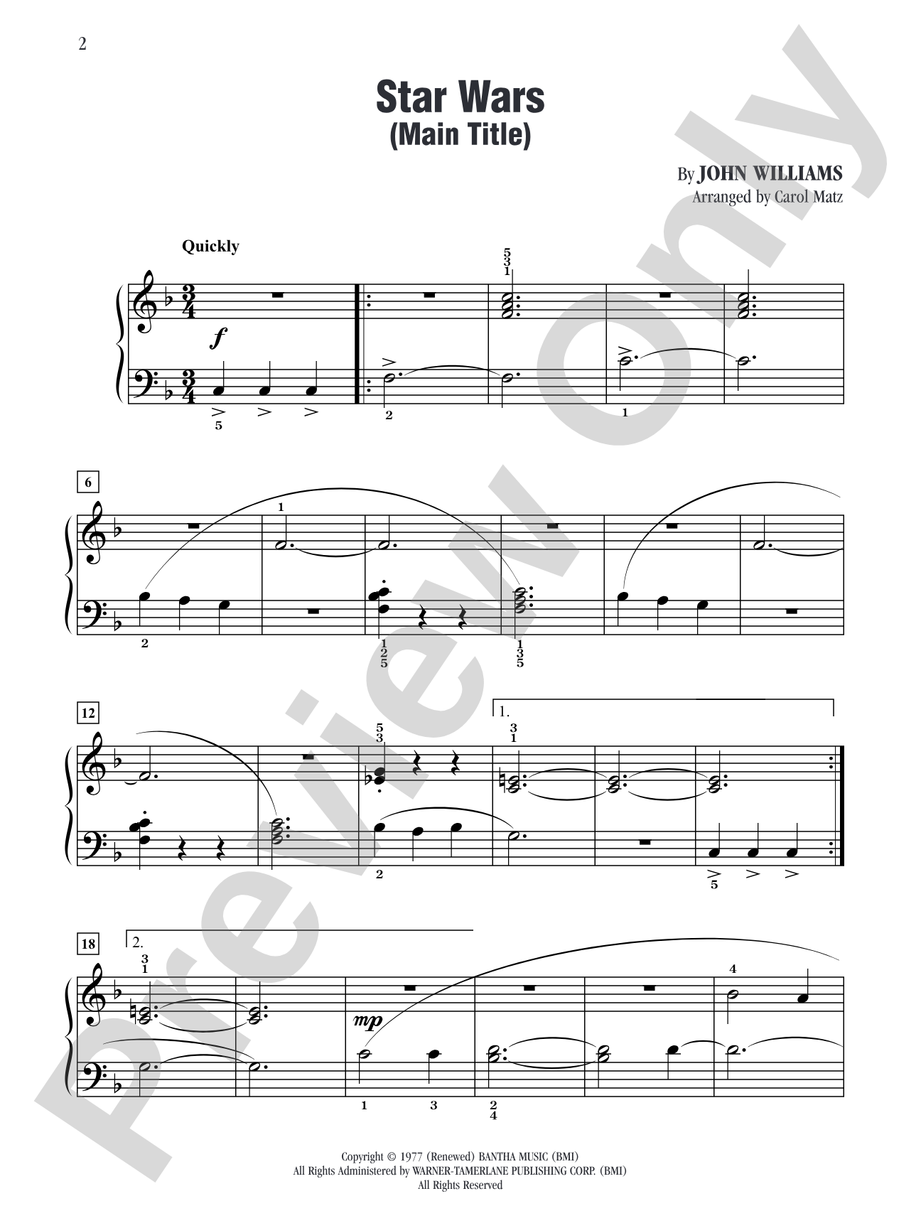 Star Wars Main Theme (from "Star Wars"): Piano