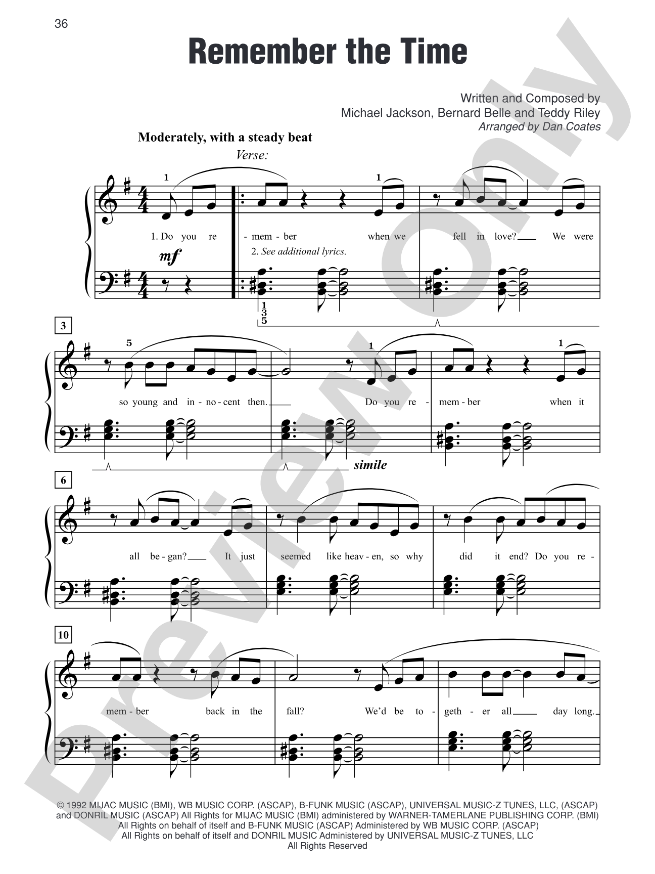 Remember the Time: Easy Piano