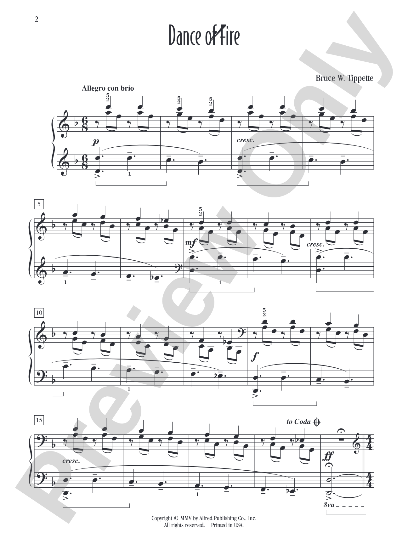 Dance of Fire: Piano