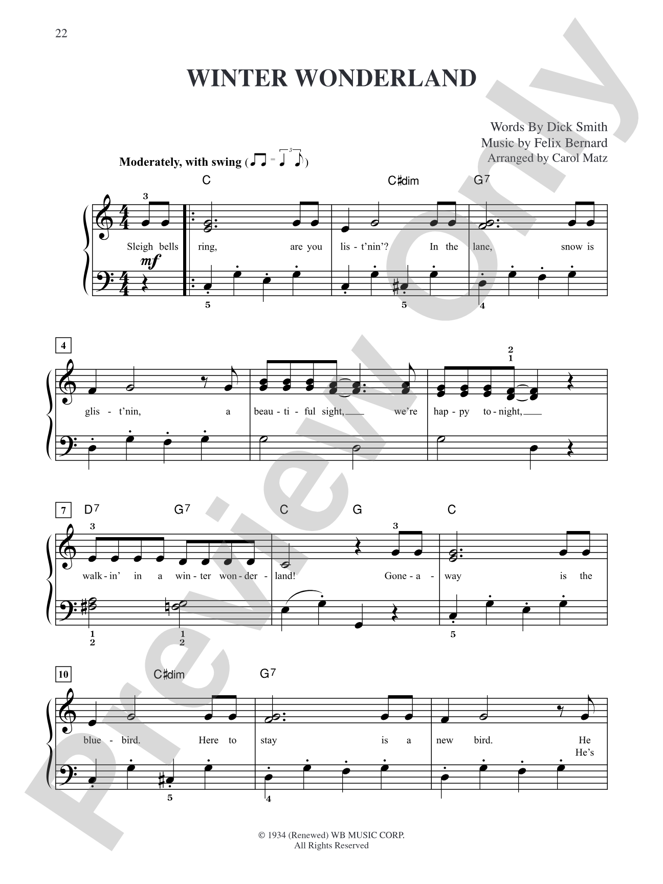 Winter Wonderland (from "The Polar Express"): Big Note Piano