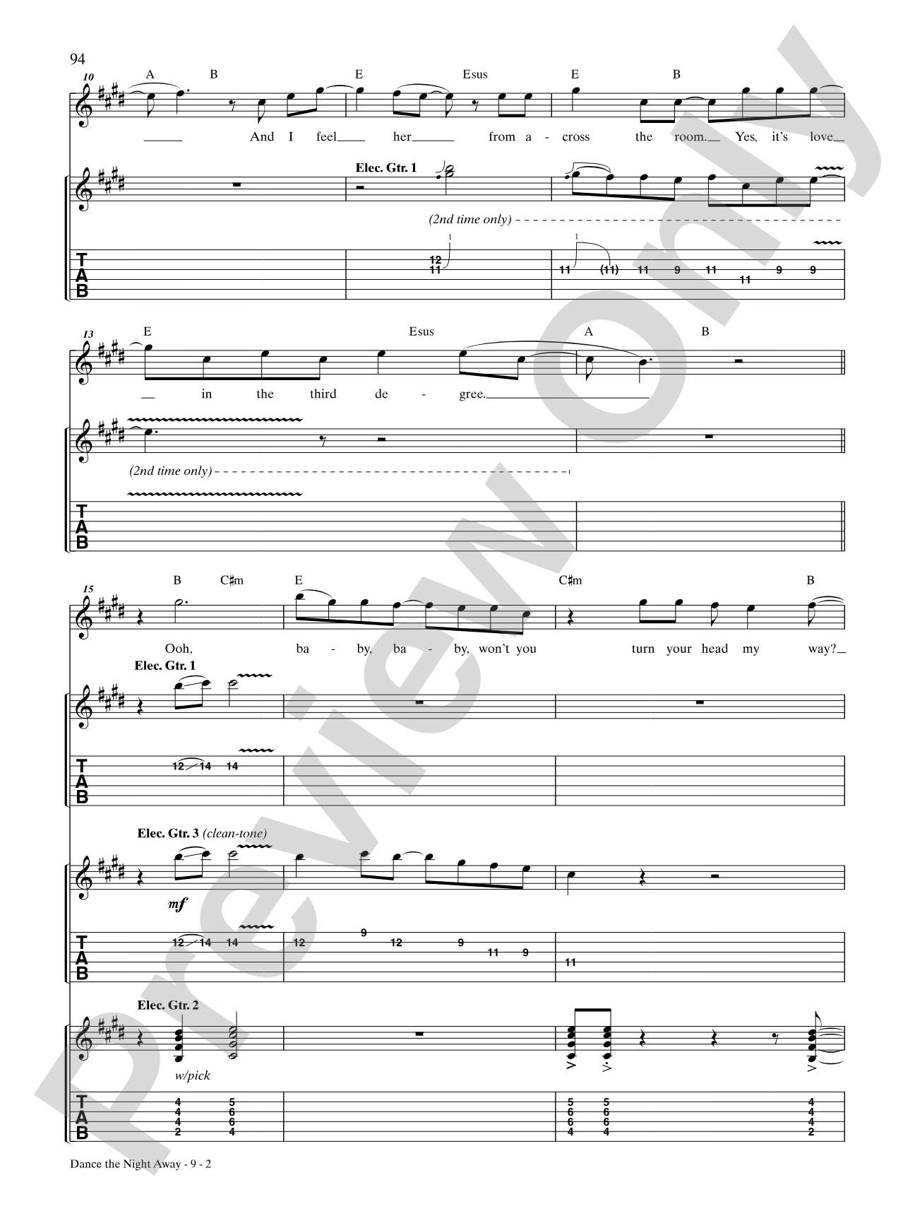 Dance the Night Away: Authentic Guitar TAB