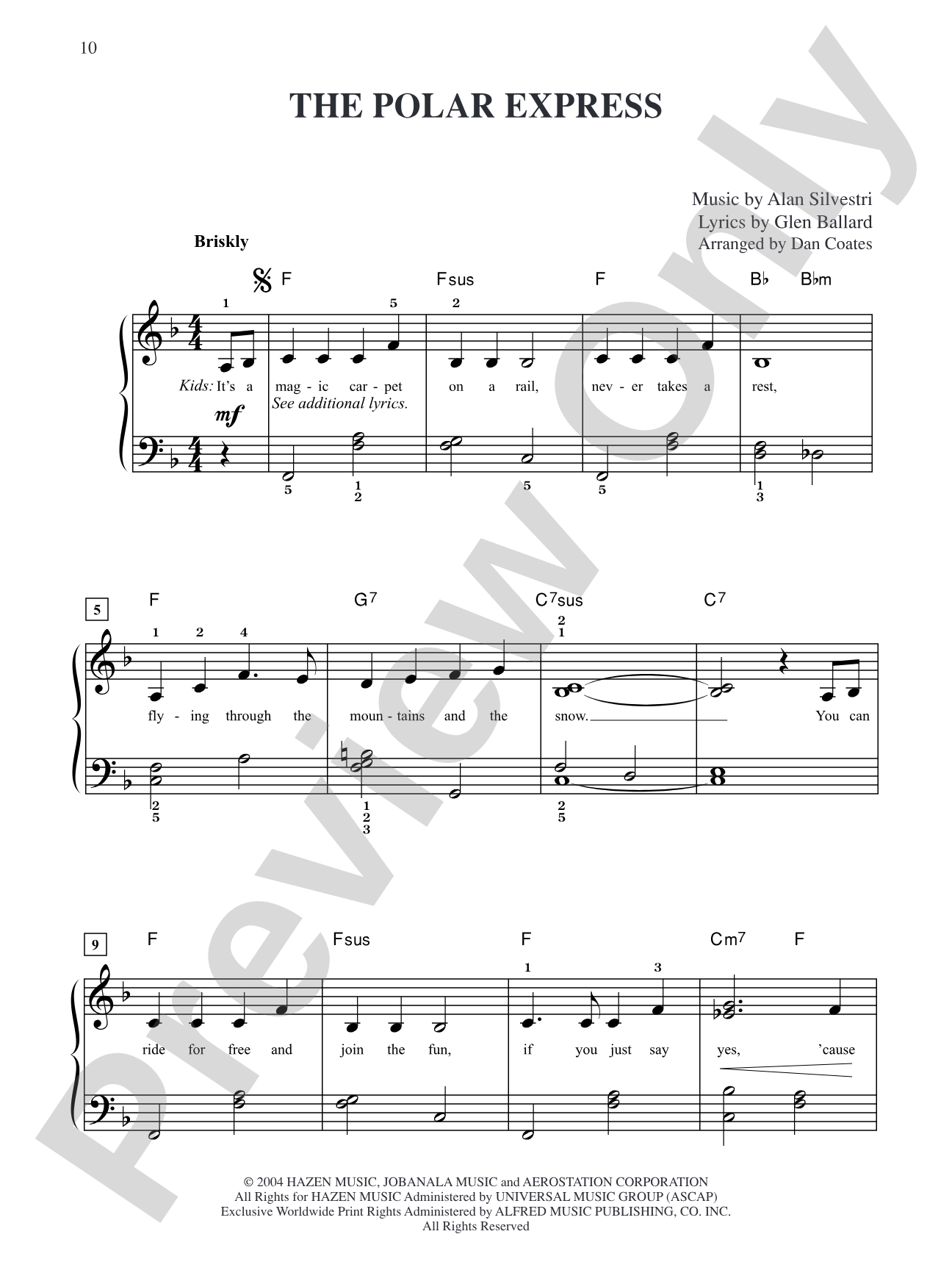 The Polar Express (from "The Polar Express"): Easy Piano