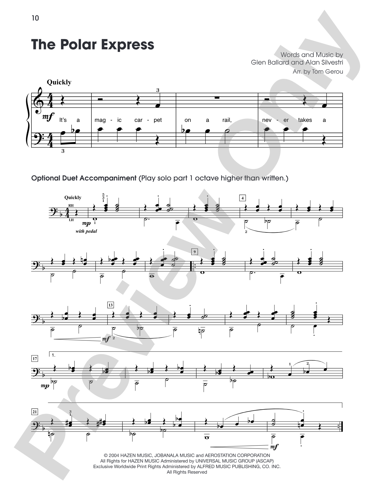 The Polar Express (from "The Polar Express"): Five Finger Piano