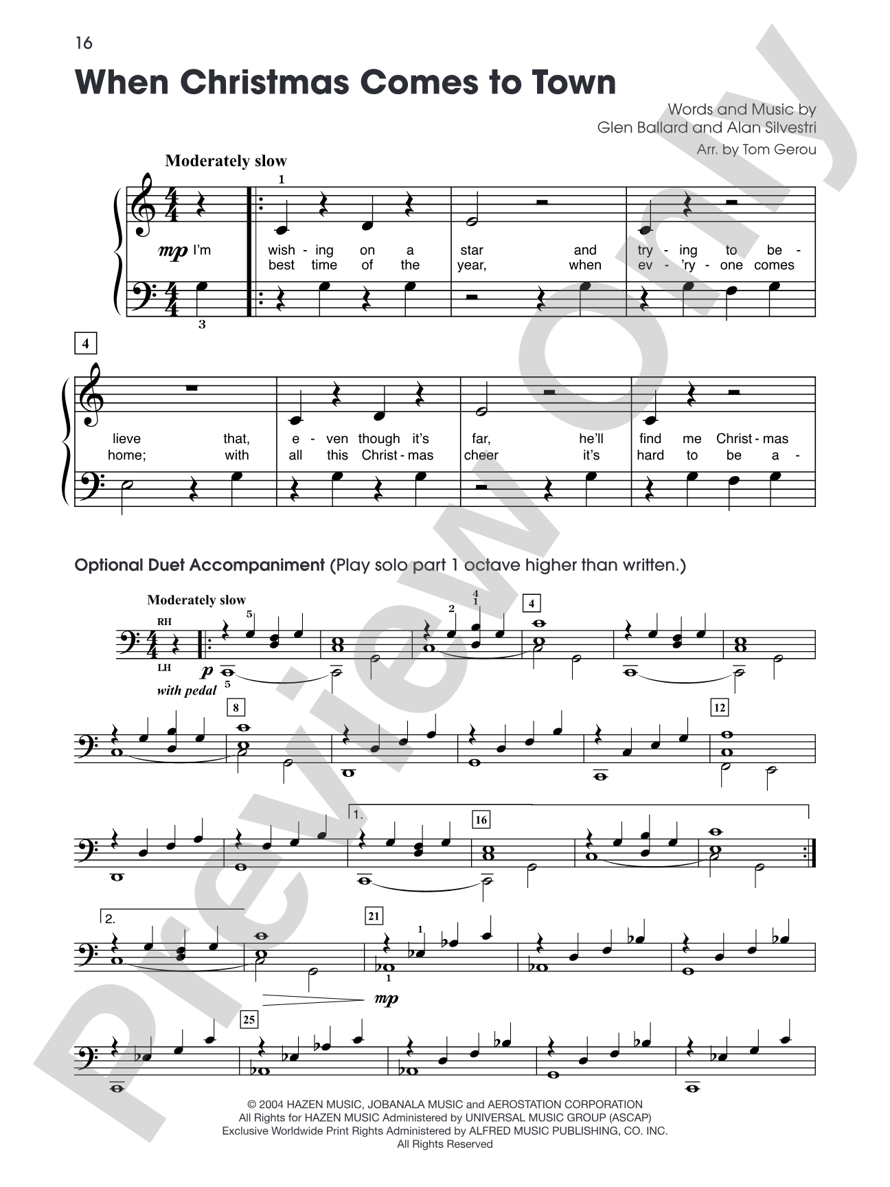 When Christmas Comes to Town (from "The Polar Express"): Five Finger Piano