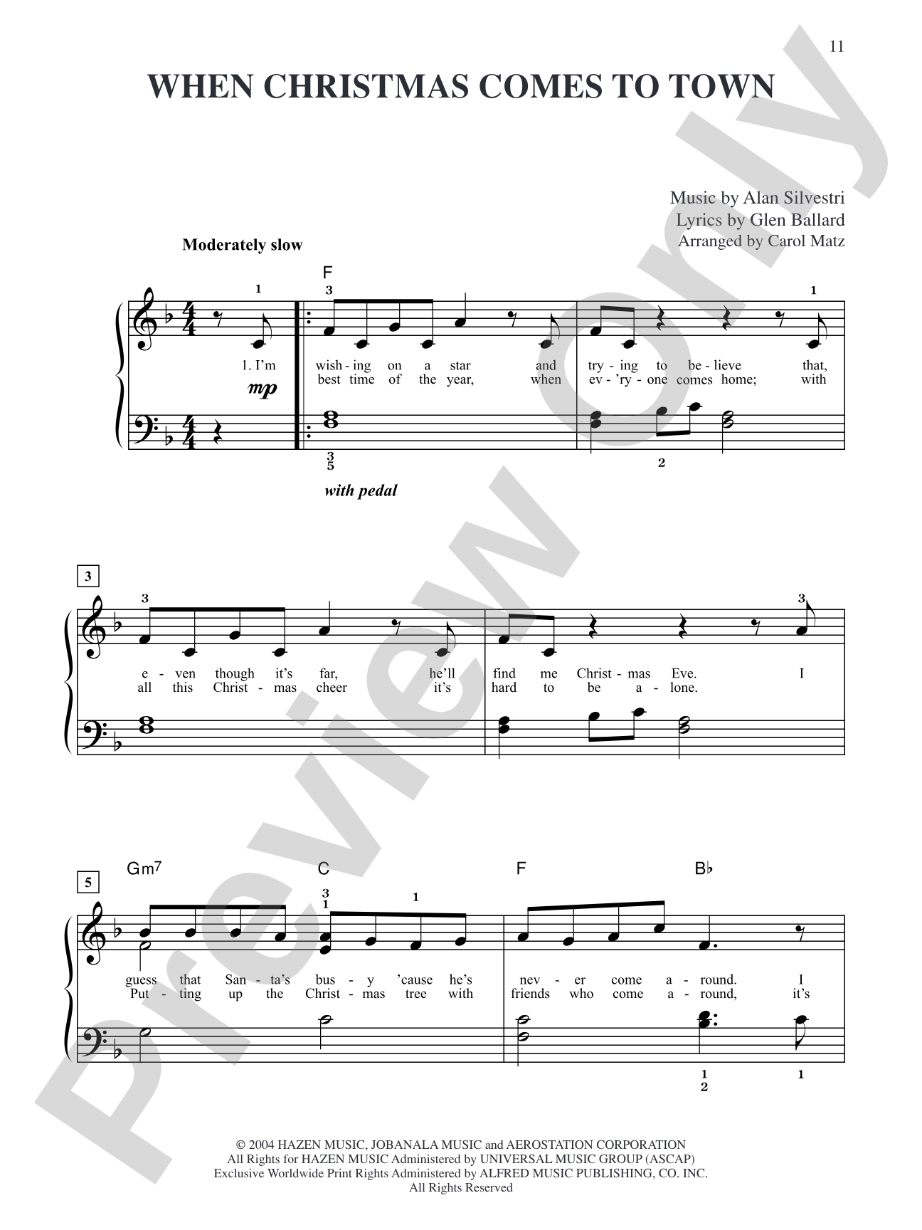 When Christmas Comes to Town (from "The Polar Express"): Big Note Piano
