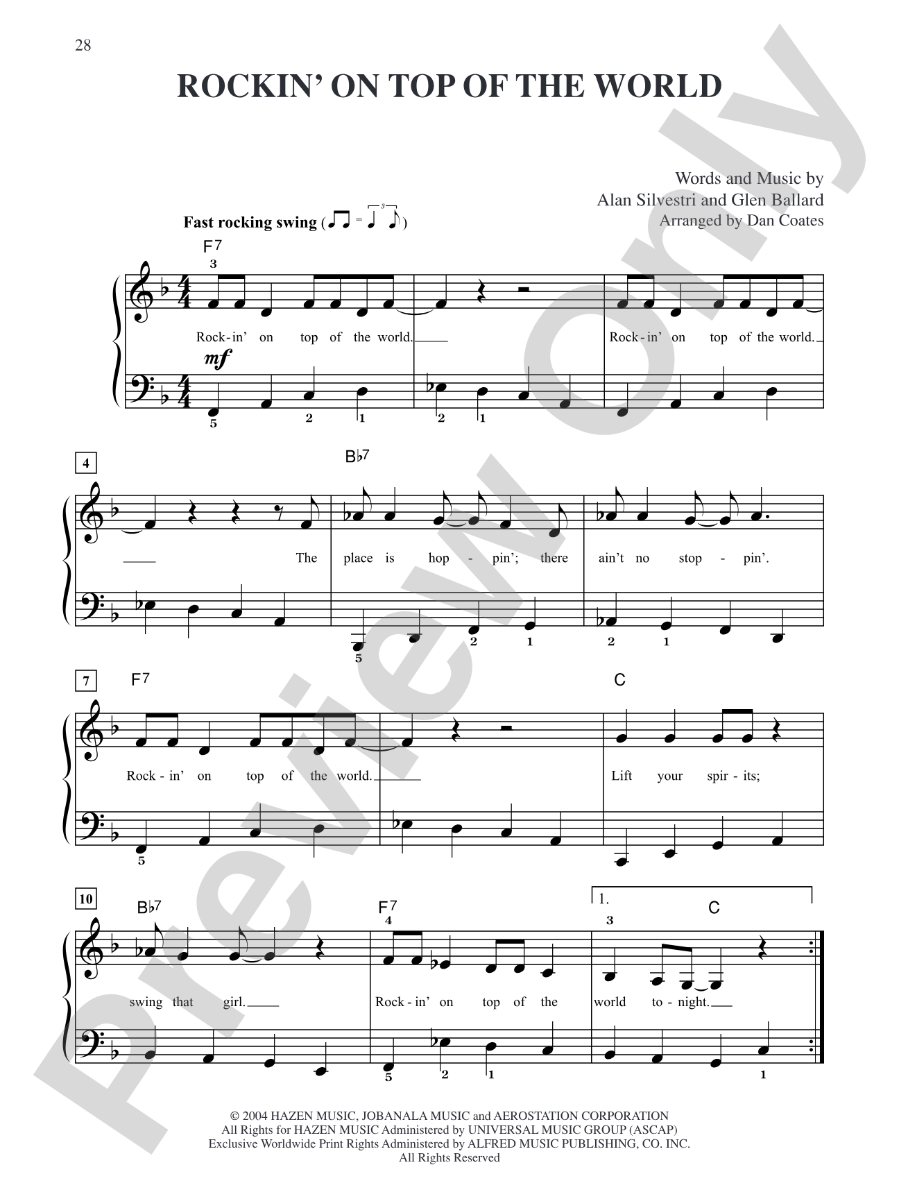 Rockin' On Top of the World (from "The Polar Express"): Easy Piano