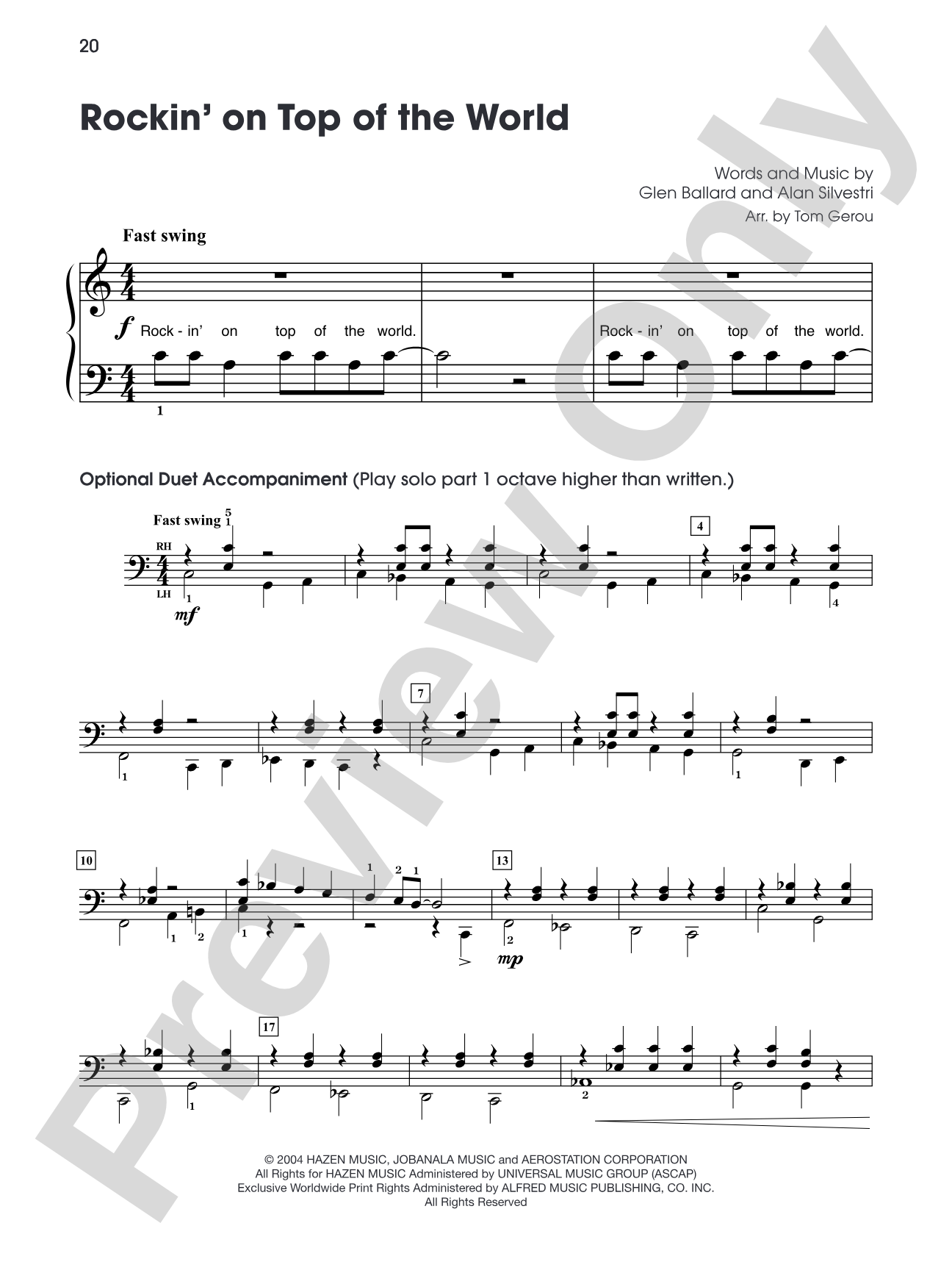 Rockin' On Top of the World (from "The Polar Express"): Five Finger Piano