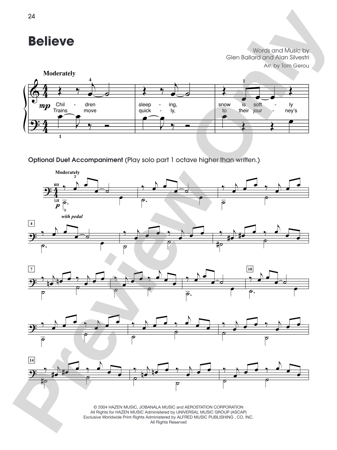 Believe (from "The Polar Express"): Five Finger Piano
