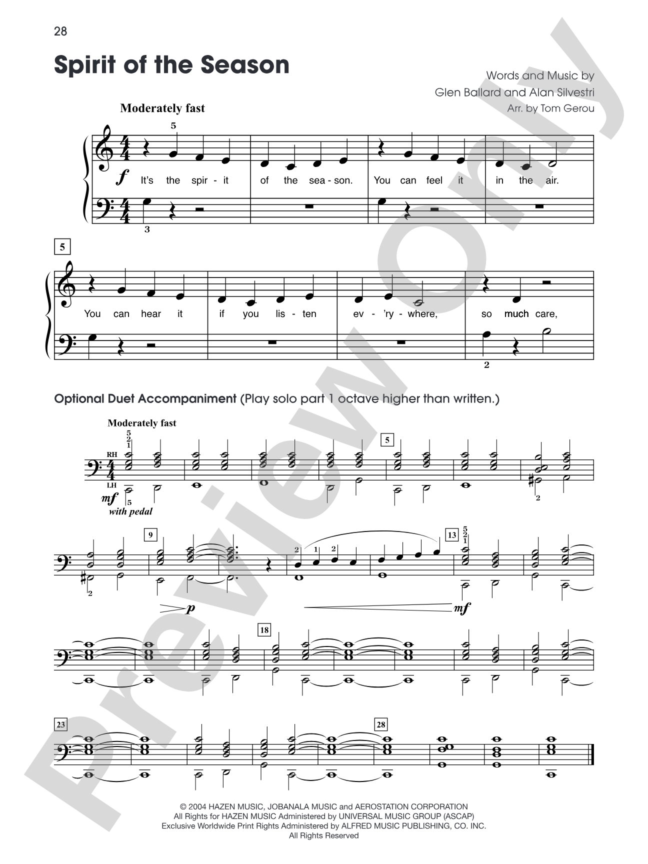 Spirit of the Season (from "The Polar Express"): Five Finger Piano