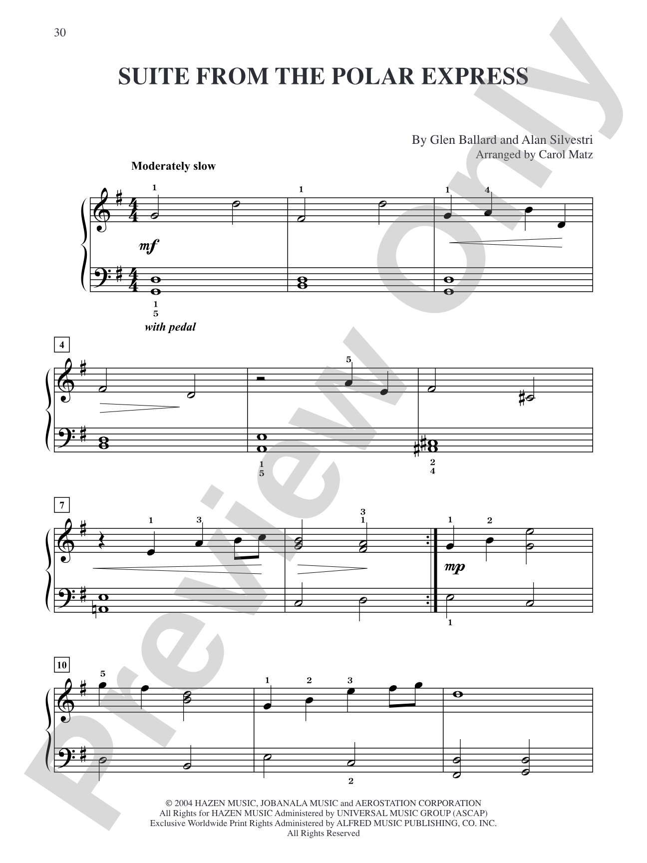 Suite from the Polar Express (from "The Polar Express"): Big Note Piano