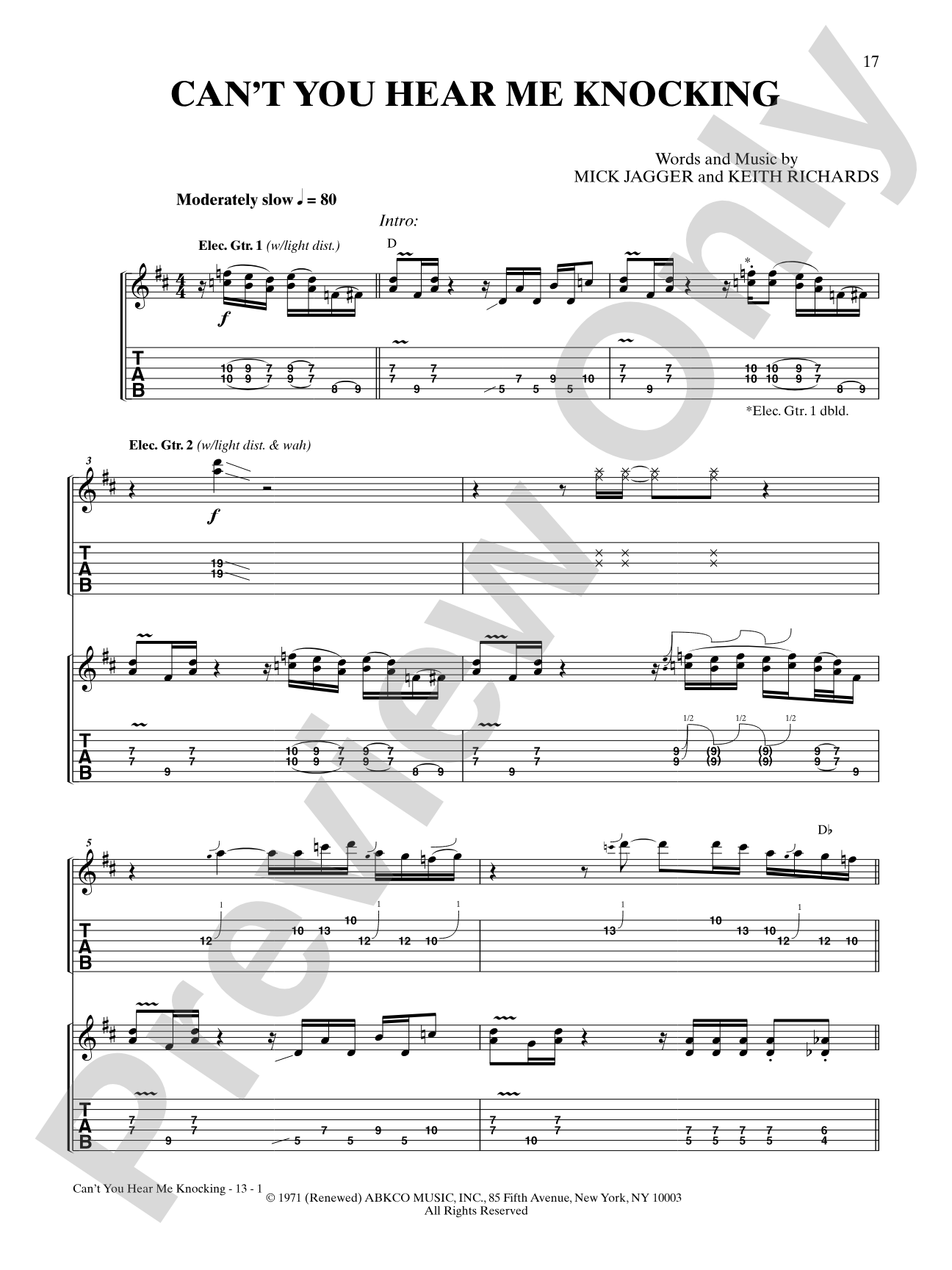 Can't You Hear Me Knocking: Authentic Guitar TAB