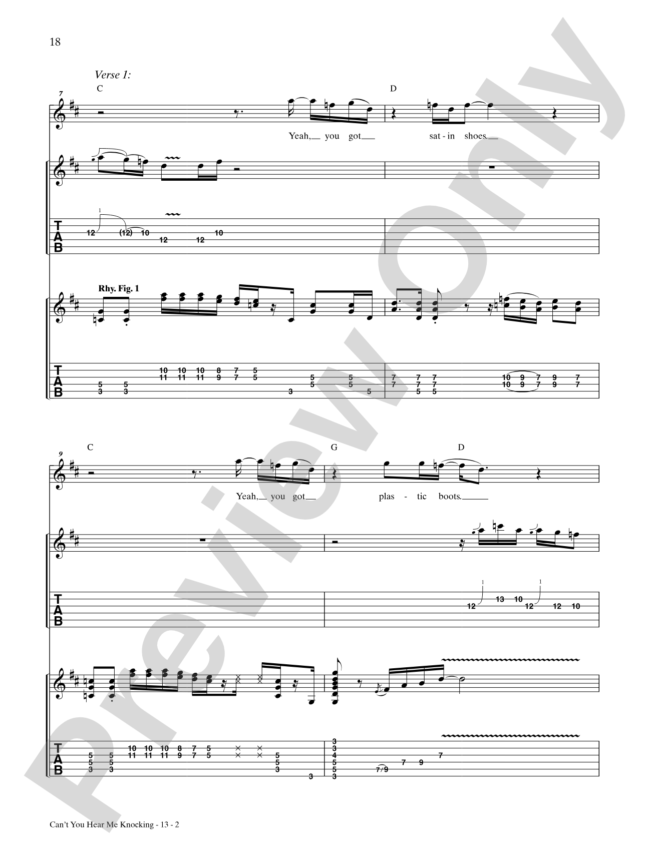 Can't You Hear Me Knocking: Authentic Guitar TAB
