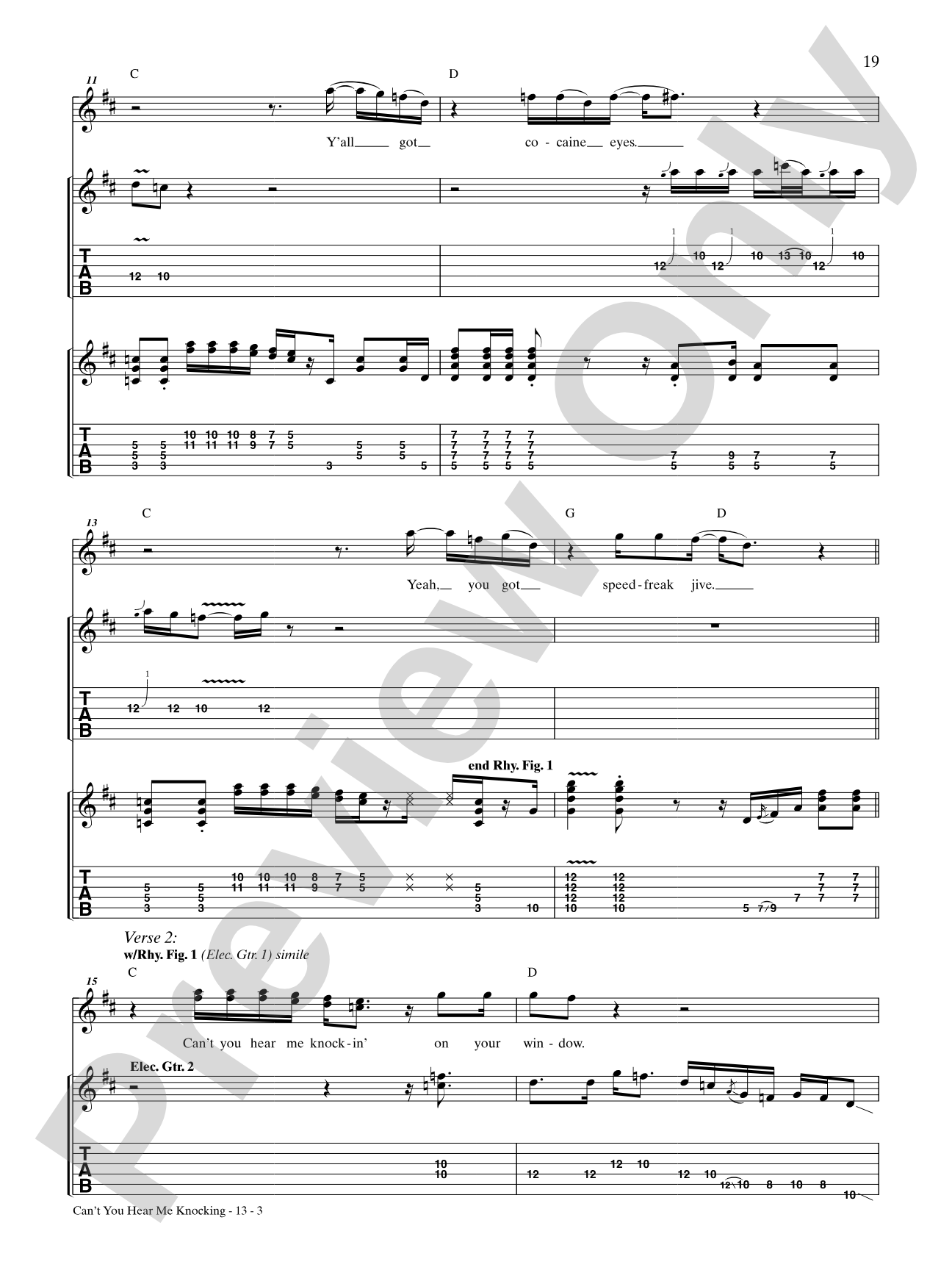 Can't You Hear Me Knocking: Authentic Guitar TAB