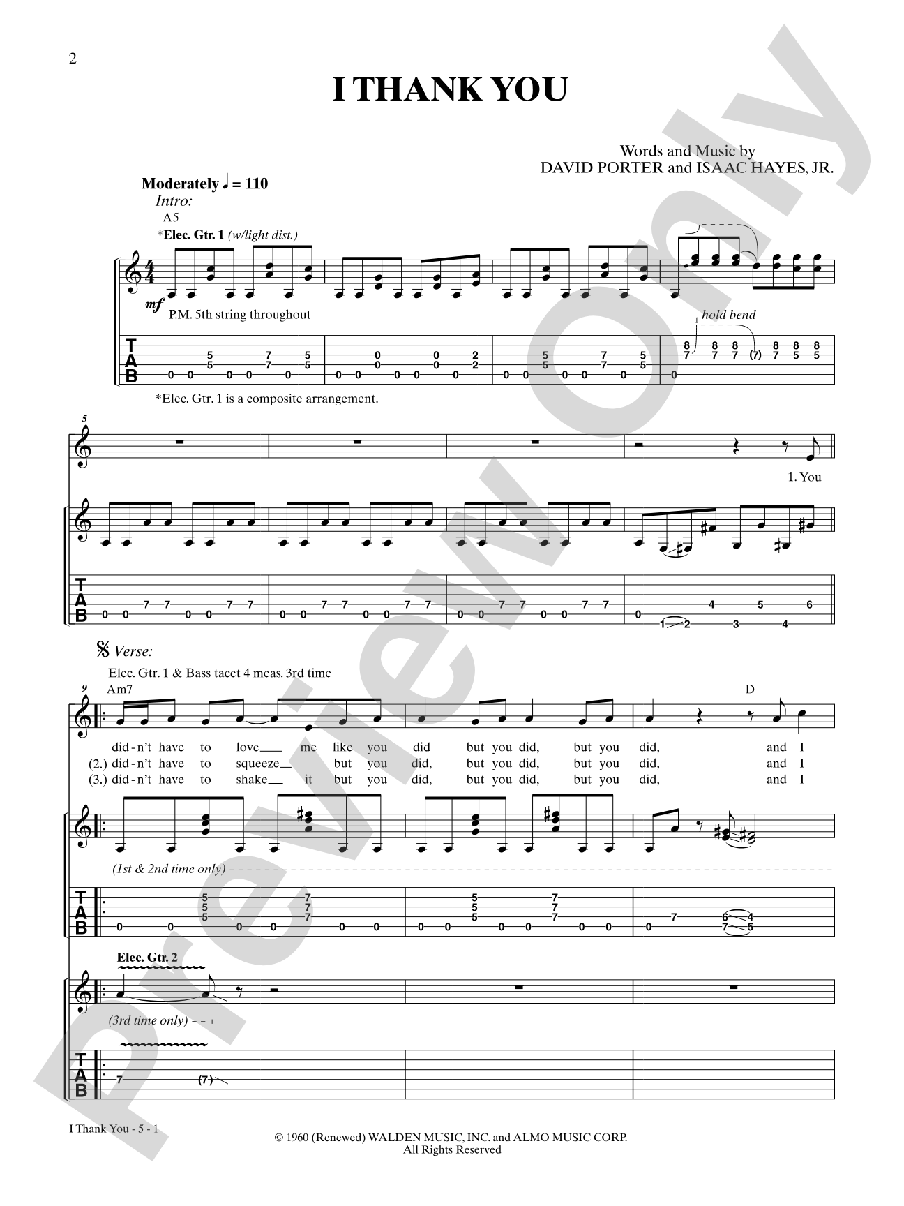 I Thank You: Authentic Guitar TAB Digital Sheet Music