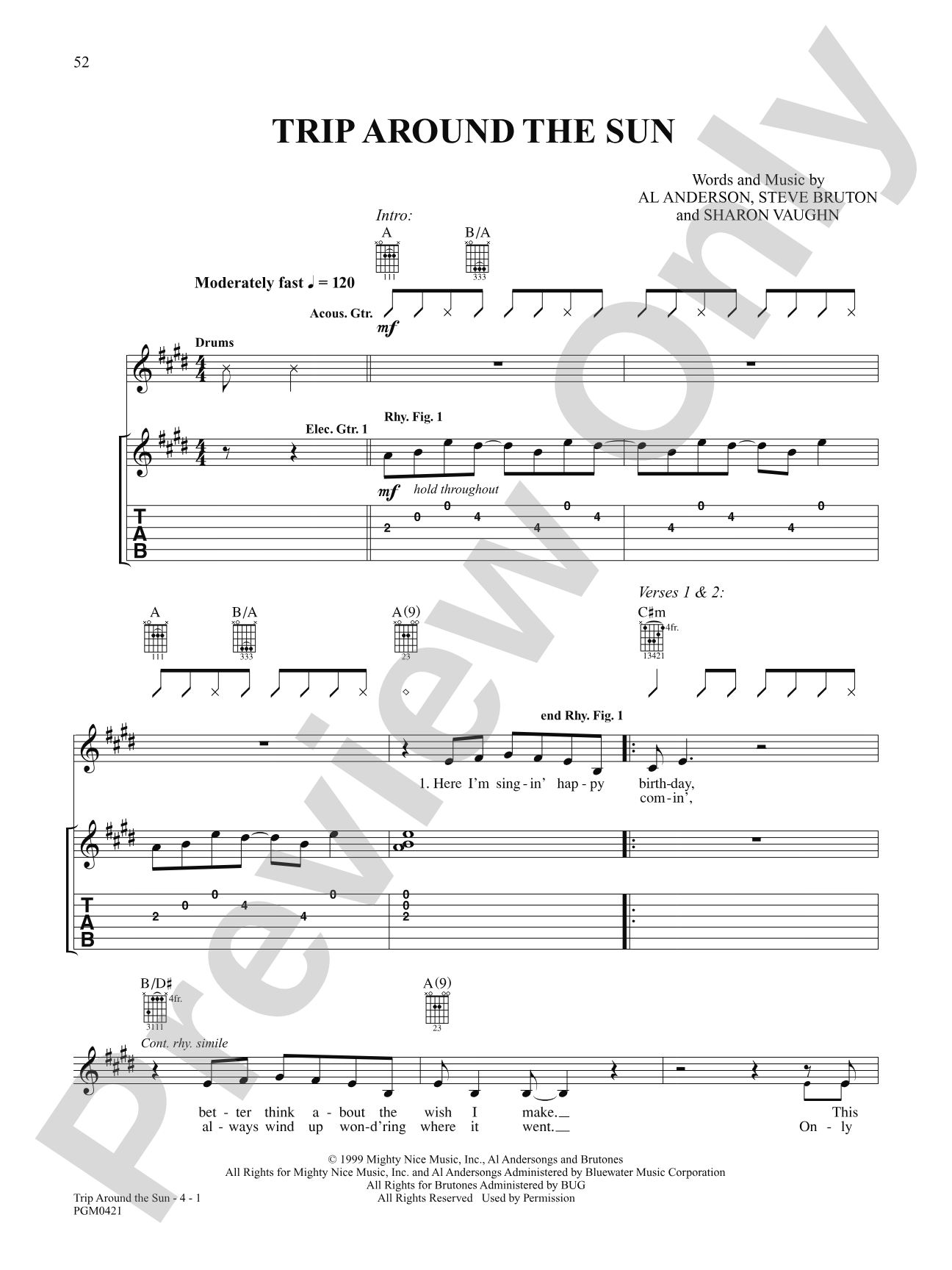 Trip Around the Sun: Authentic Guitar TAB
