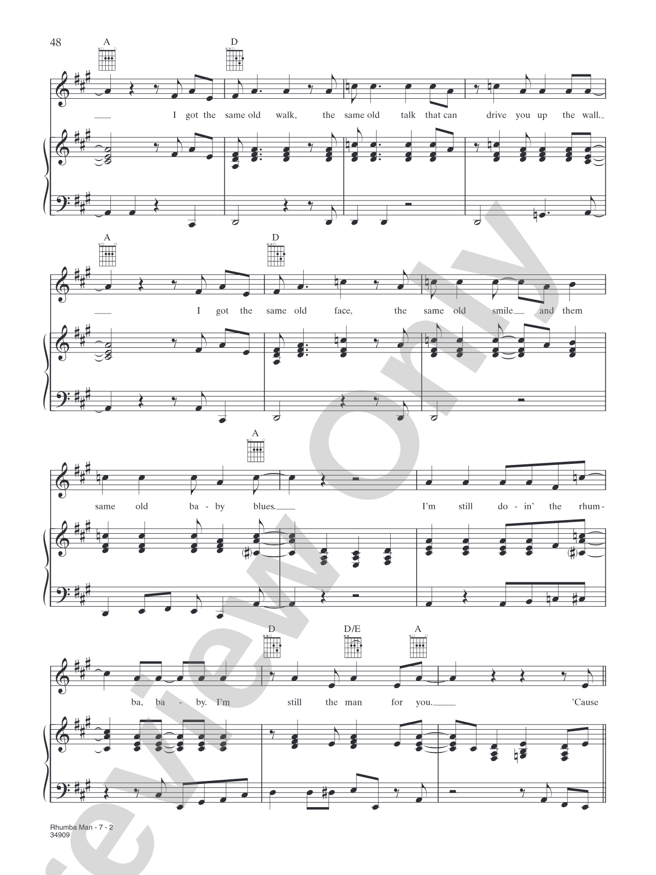 Rhumba Man: Piano/Vocal/Chords