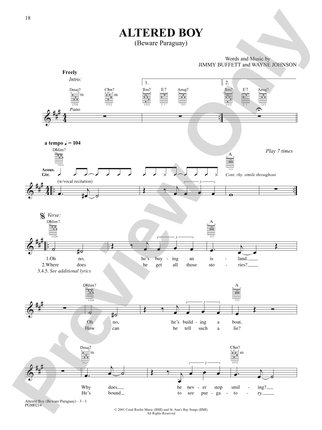 Altered Boy: Lead Sheet