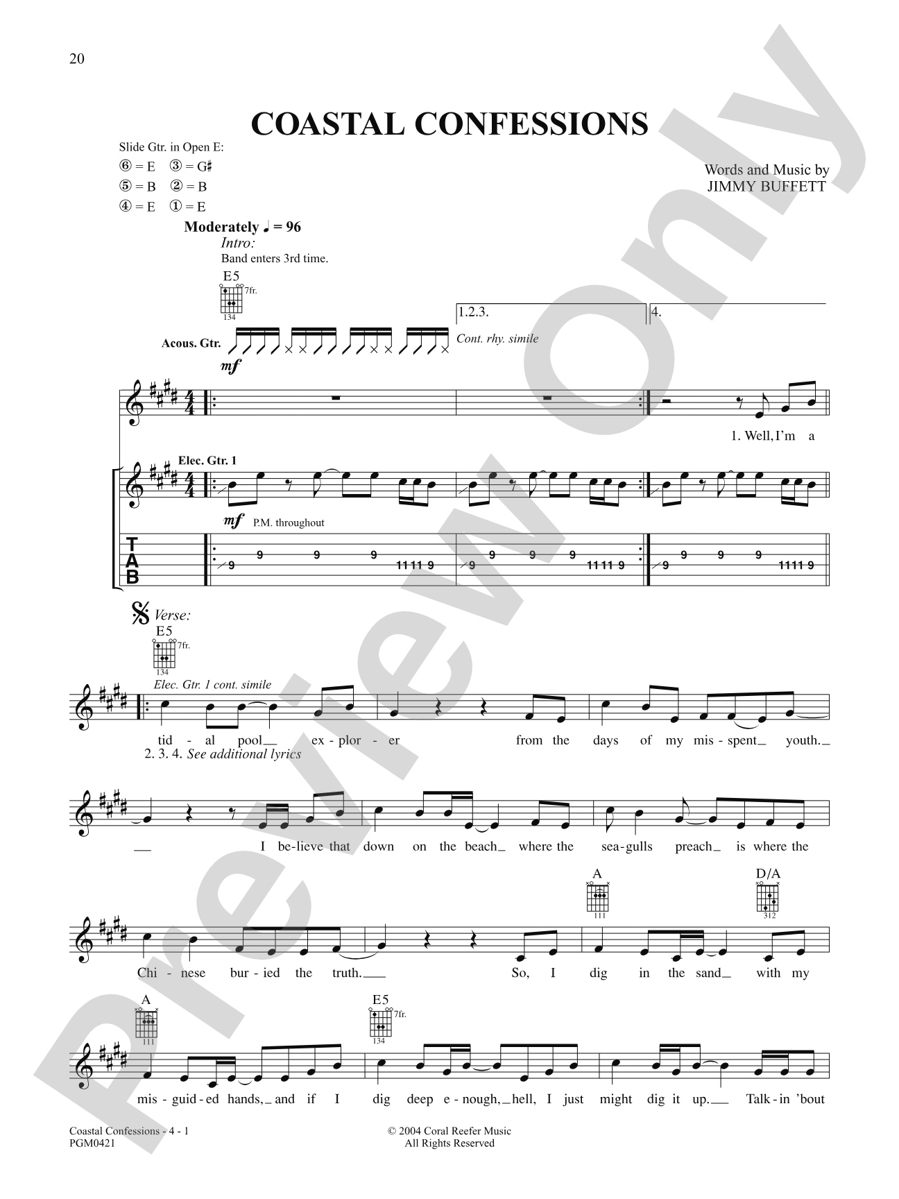 Coastal Confessions: Authentic Guitar TAB