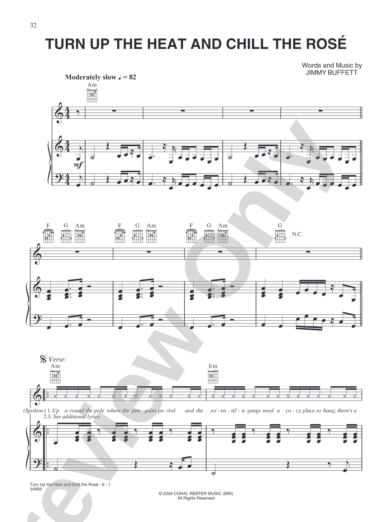 Turn Up the Heat and Chill the Rose: Piano/Vocal/Chords