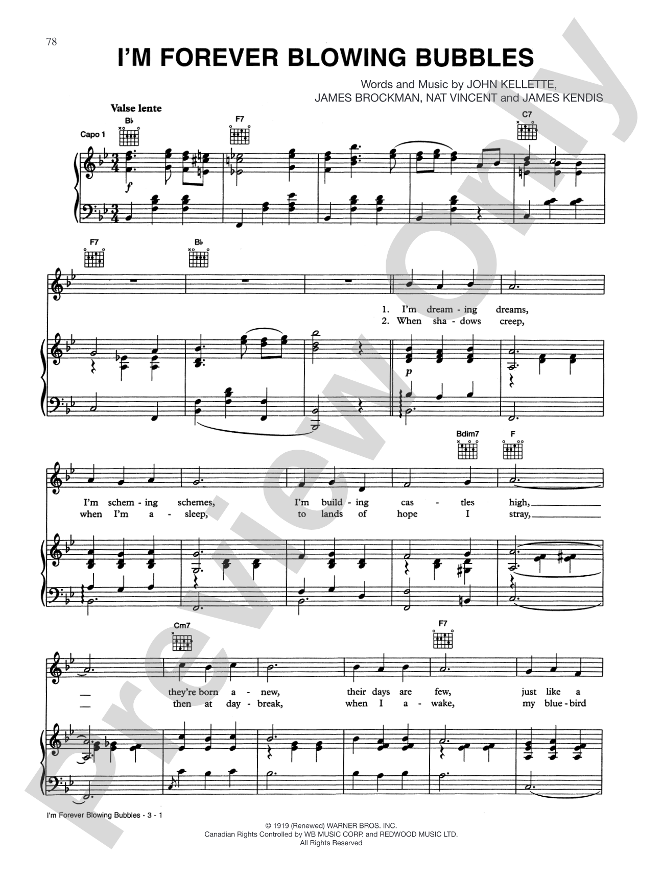 I'm Forever Blowing Bubbles (from "Merrie Melodies & Looney Tunes"): Piano/Vocal/Chords