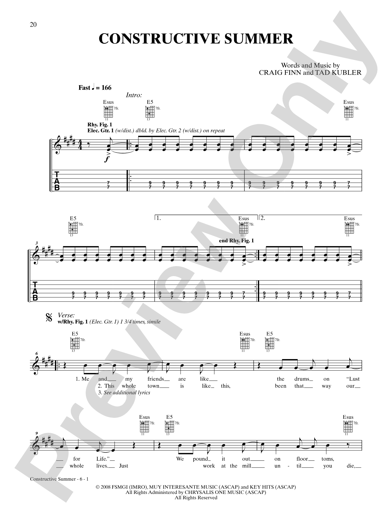 Constructive Summer: Authentic Guitar TAB
