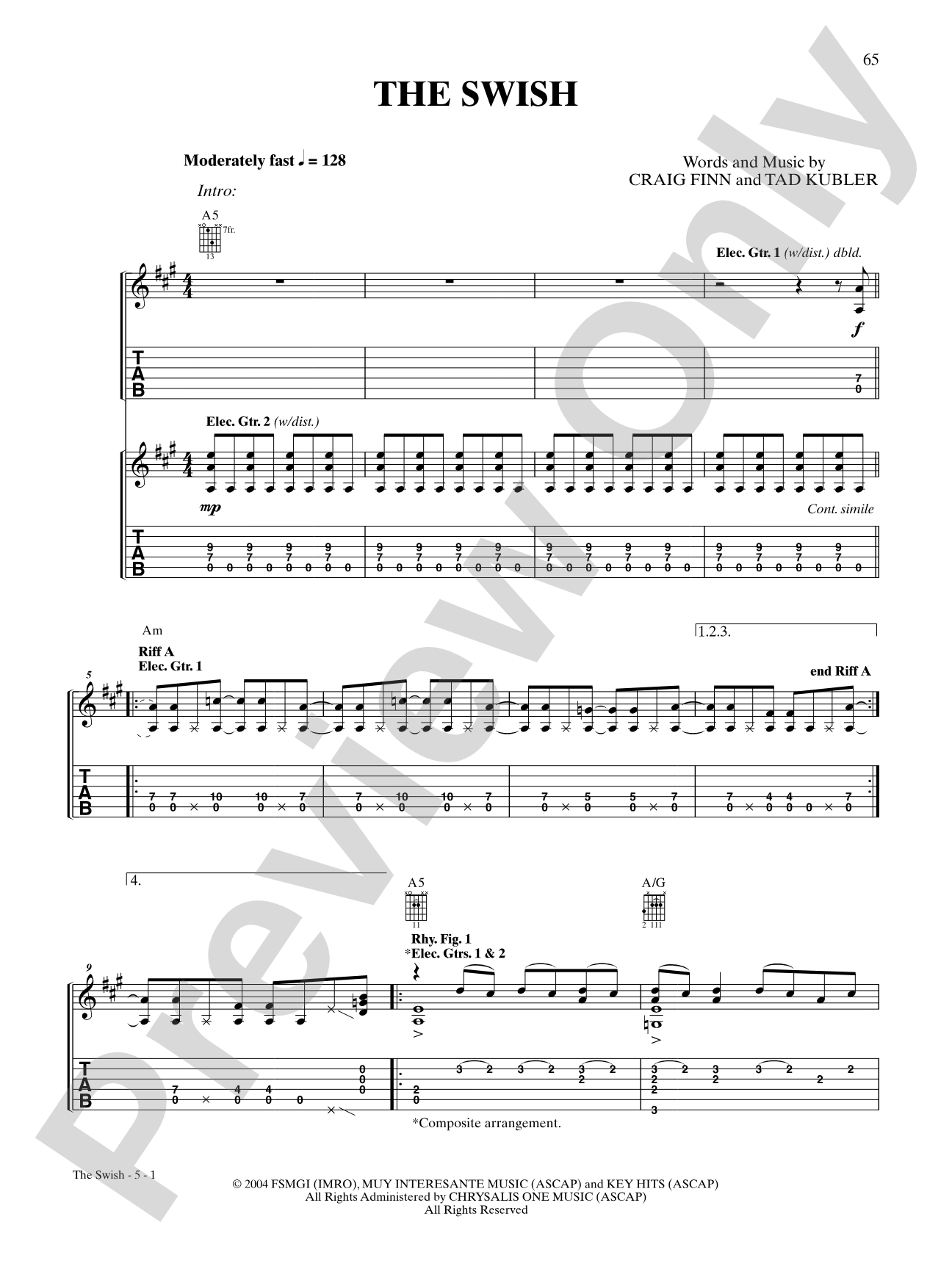 The Swish: Authentic Guitar TAB