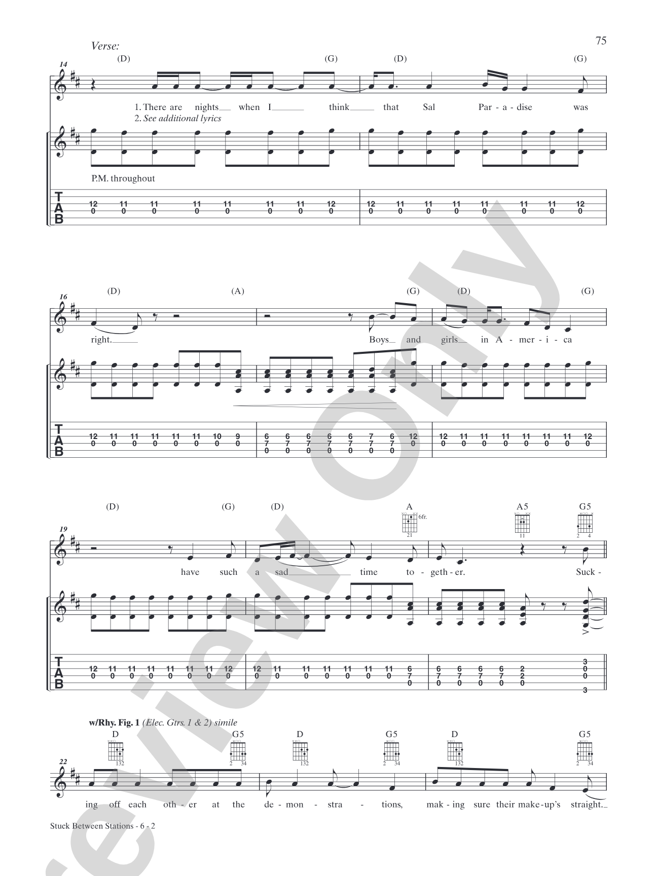 Stuck Between Stations: Authentic Guitar TAB