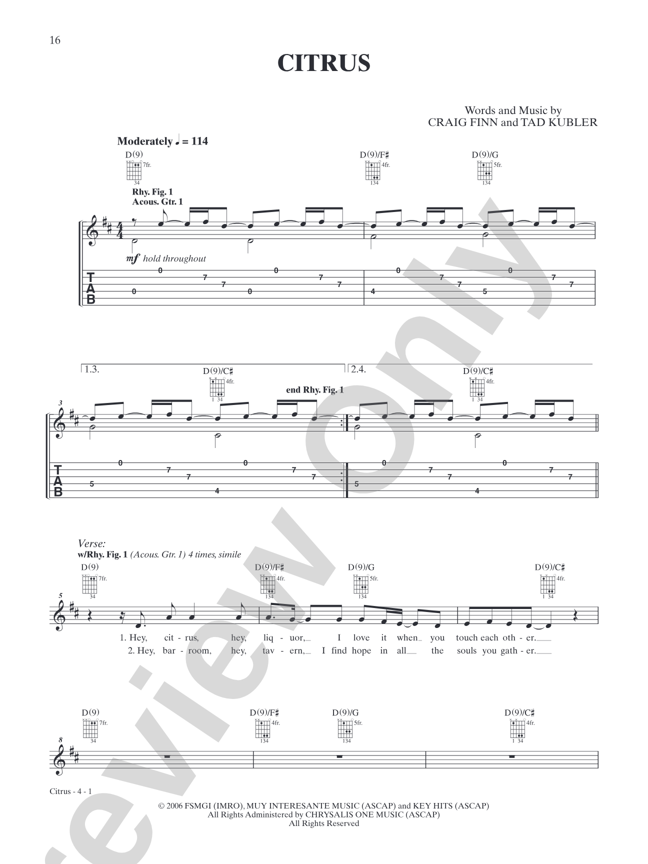 Citrus: Authentic Guitar TAB