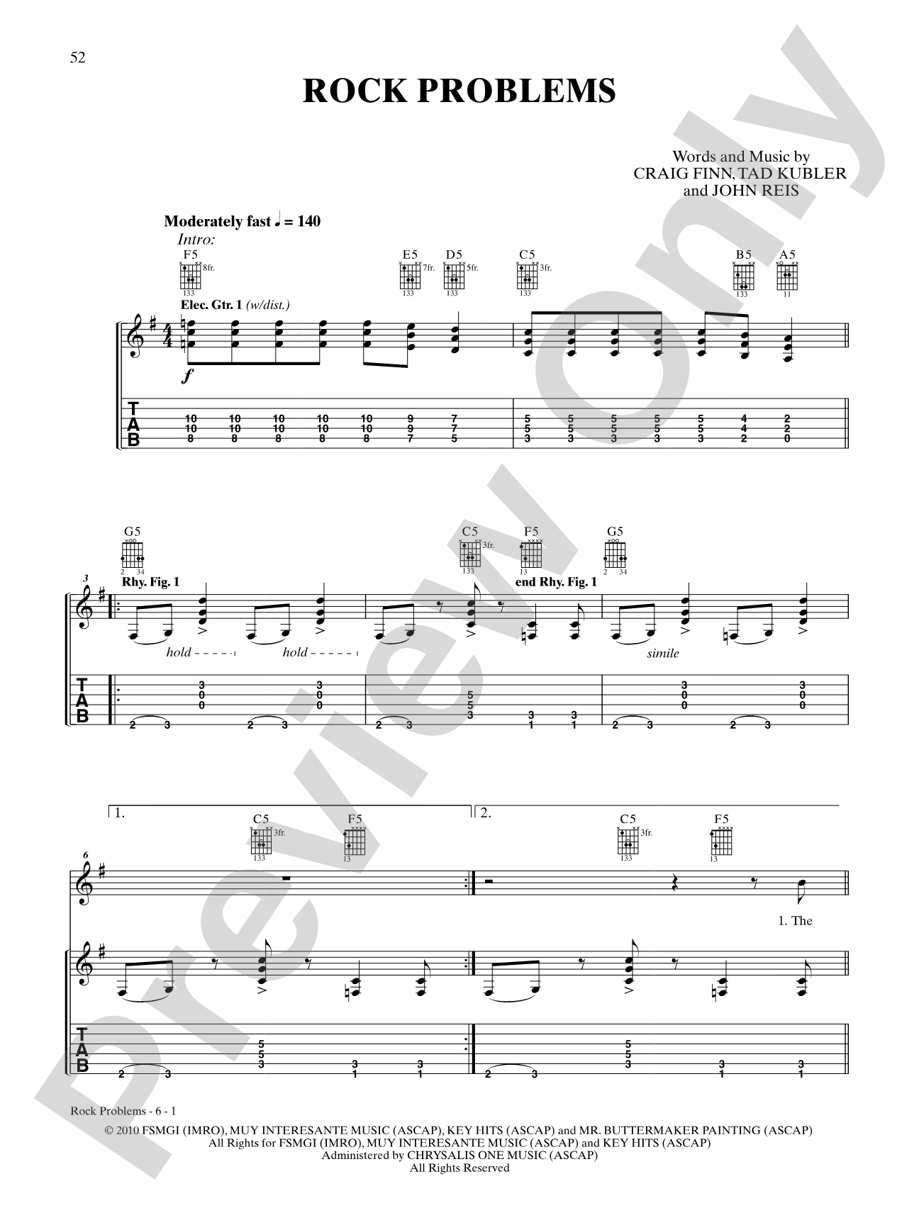 Rock Problems: Authentic Guitar TAB