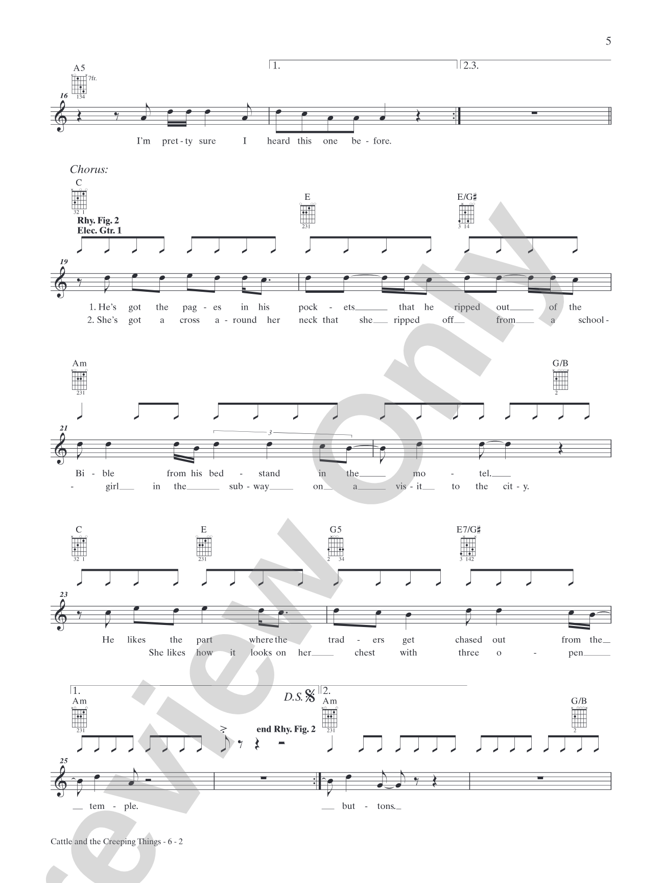 Cattle and the Creeping Things: Authentic Guitar TAB