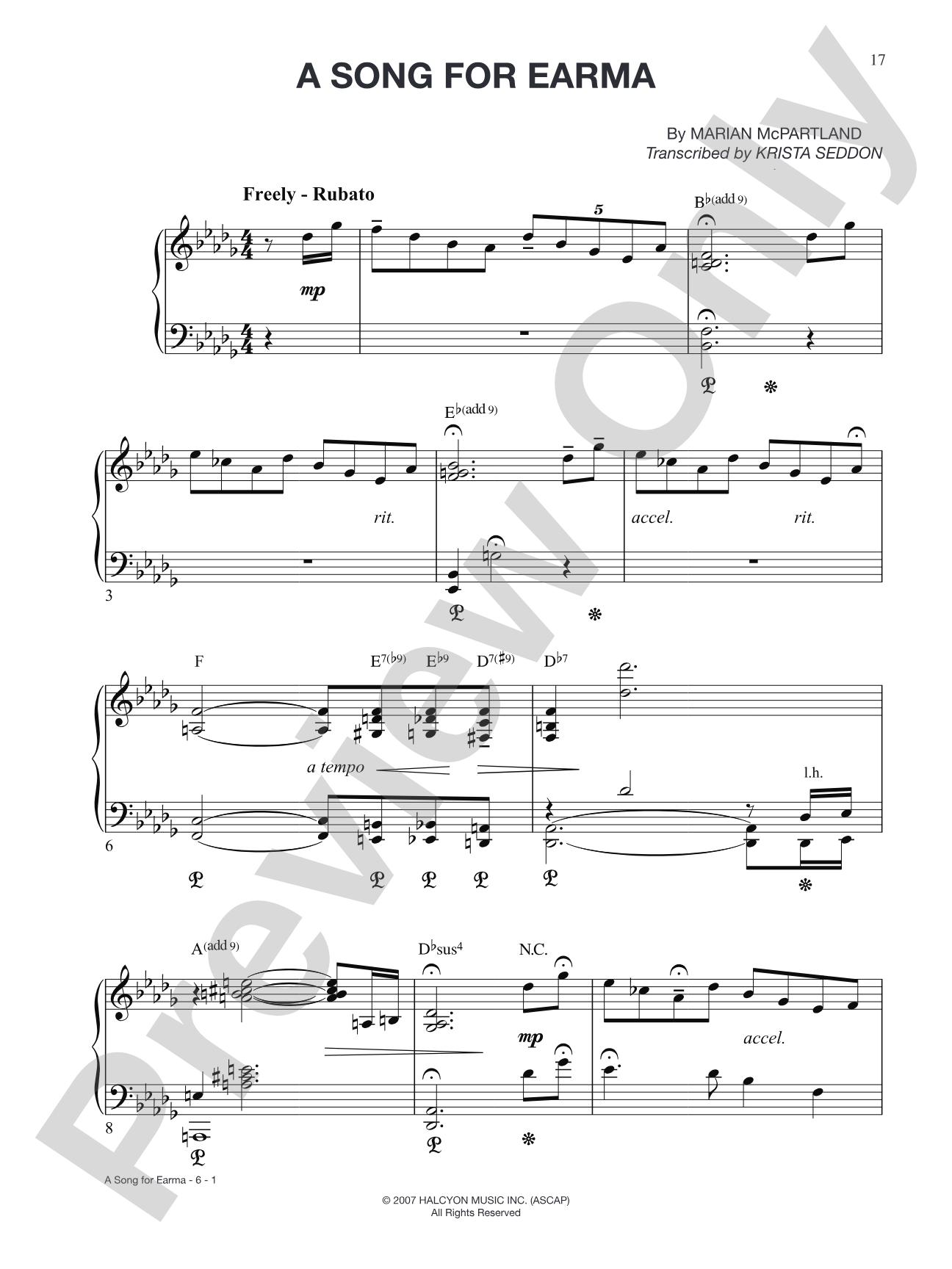 A Song for Earma: Piano