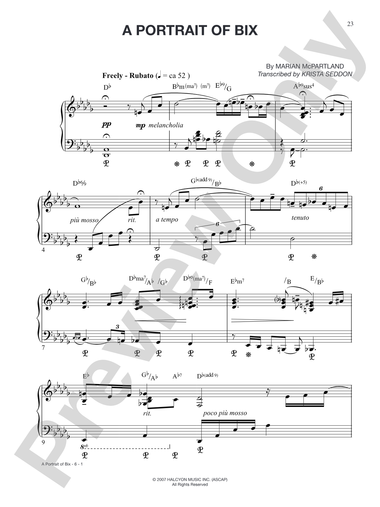 A Portrait of Bix: Piano
