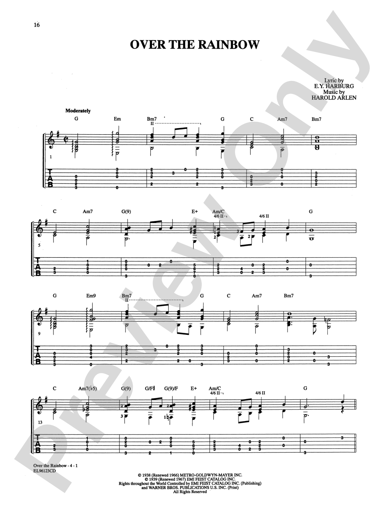 Over the Rainbow: Guitar TAB Digital Sheet Music