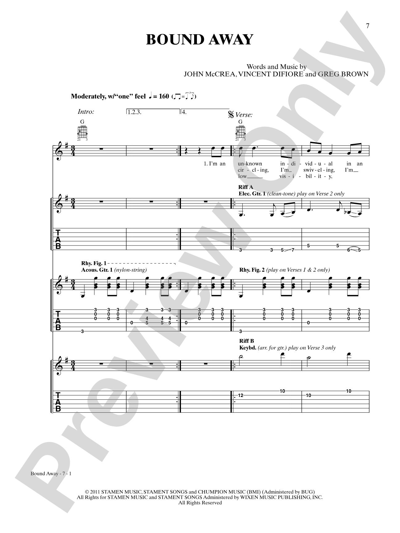 Bound Away: Authentic Guitar TAB