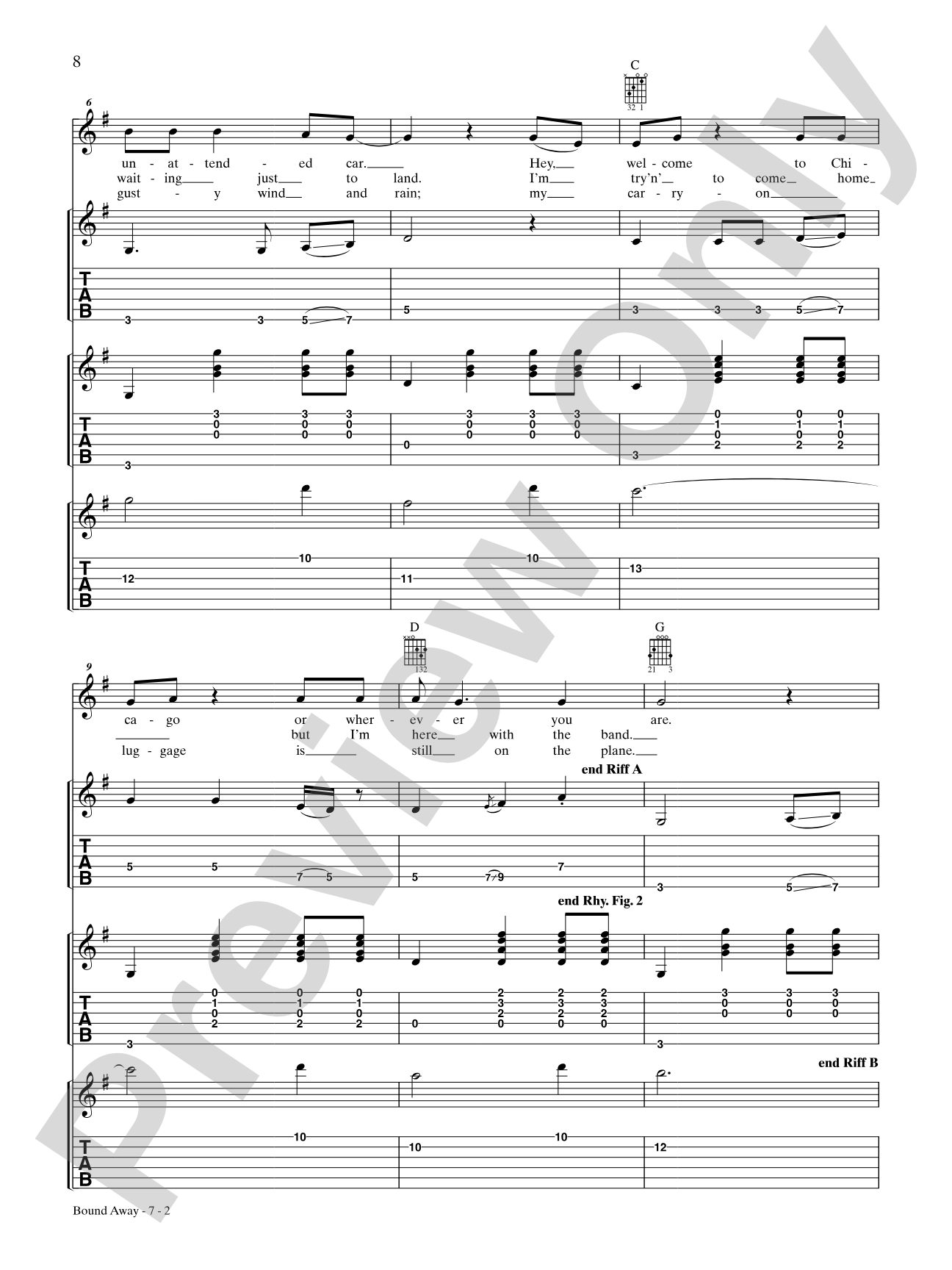 Bound Away: Authentic Guitar TAB
