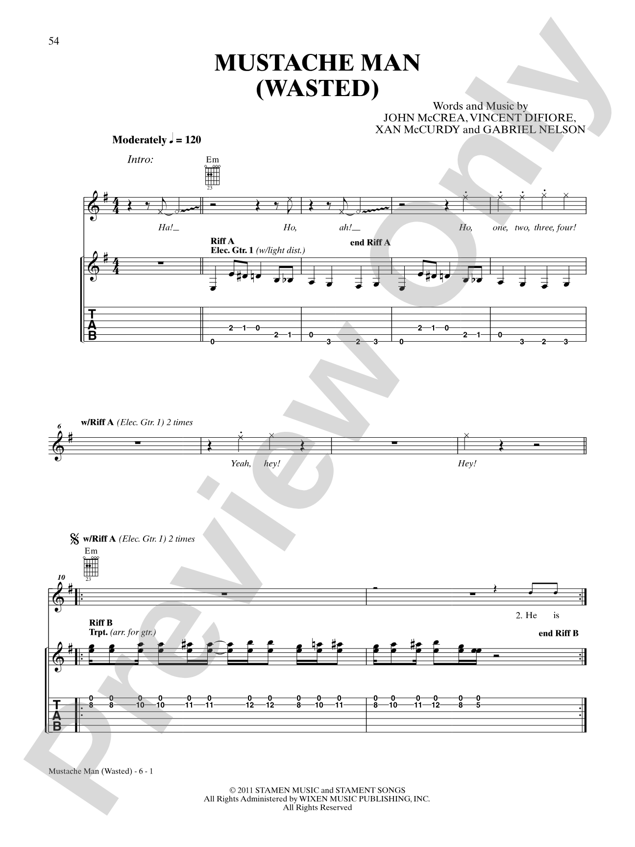 Mustache Man: Authentic Guitar TAB