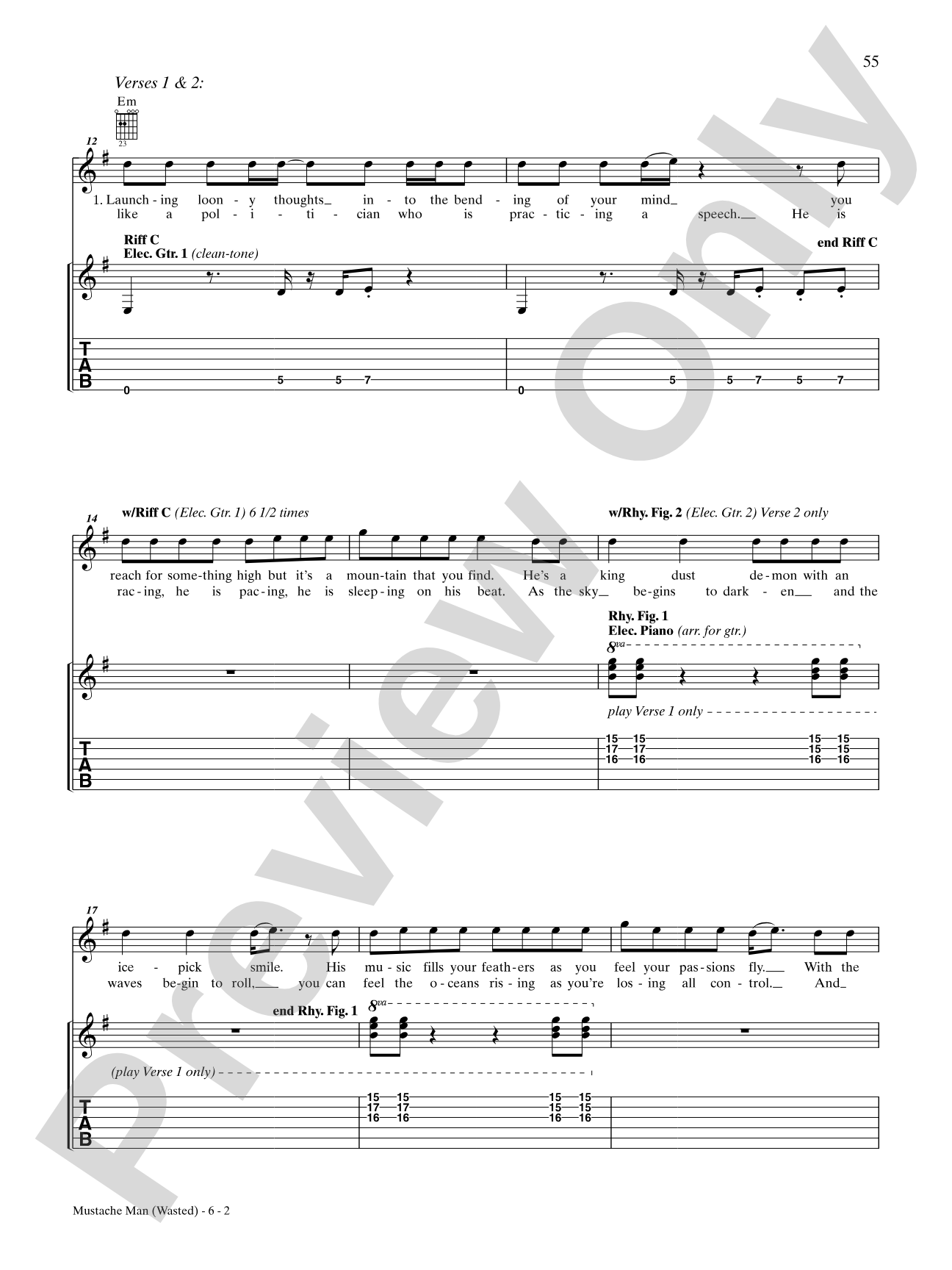Mustache Man: Authentic Guitar TAB