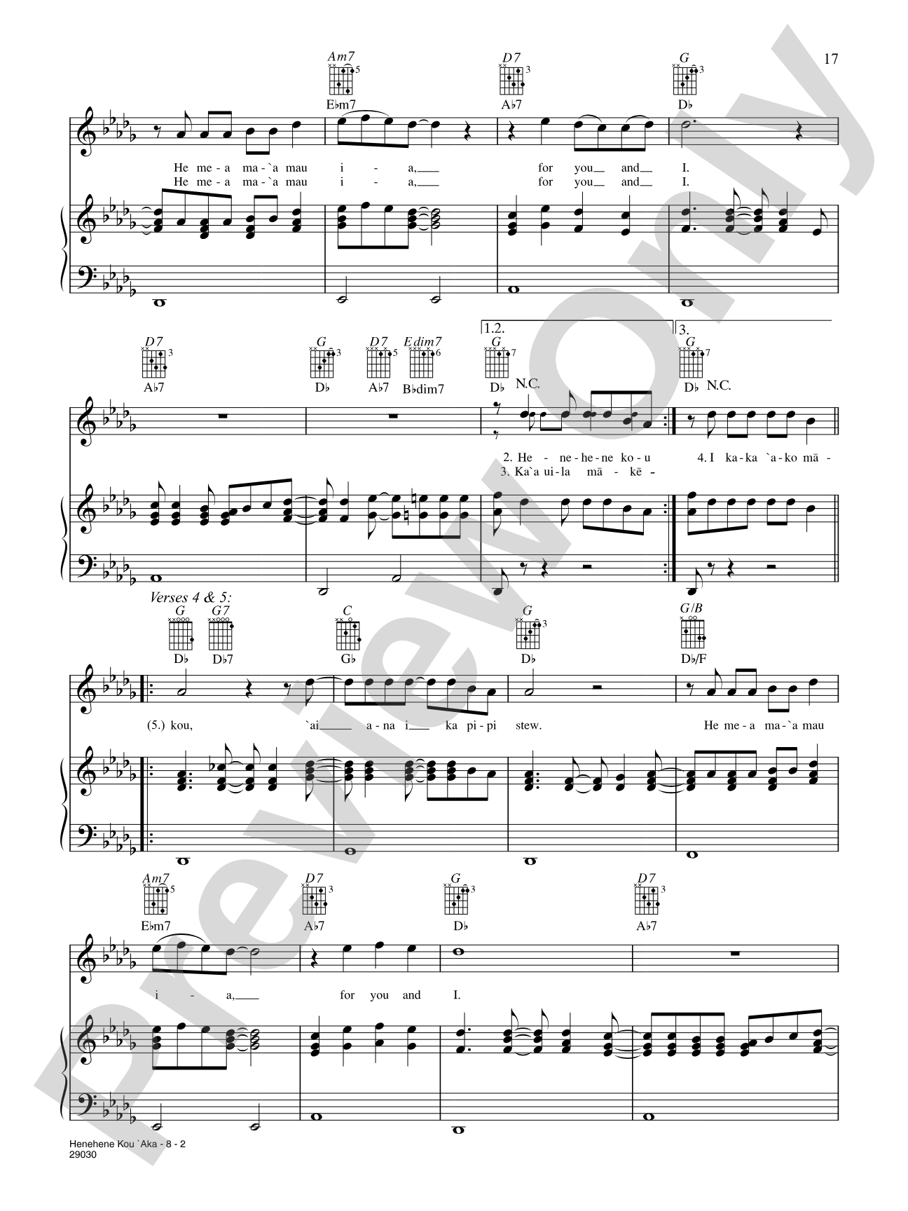 Henehene Kou 'Aka: Piano/Vocal/Chords