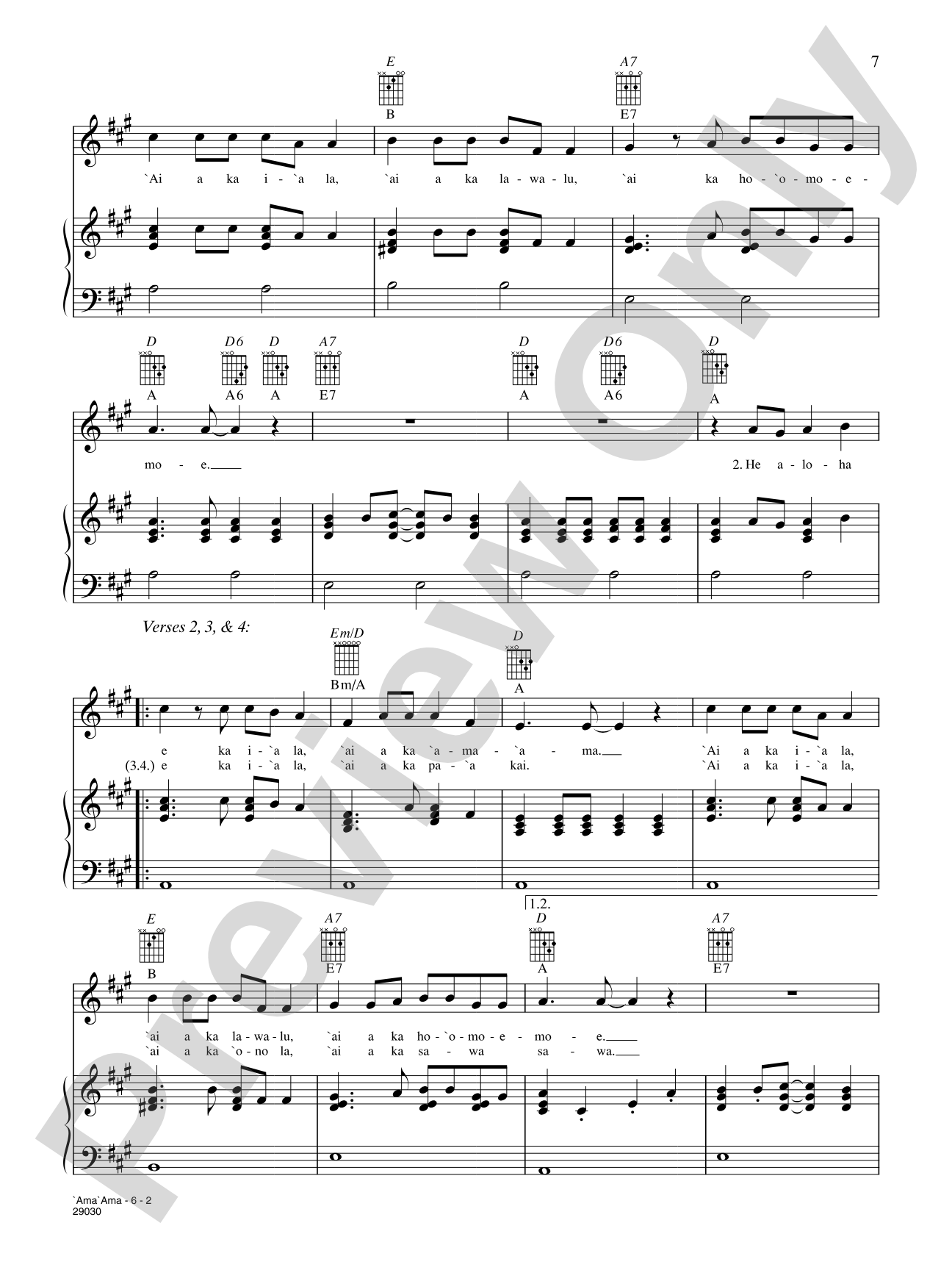 'Ama 'Ama: Piano/Vocal/Chords