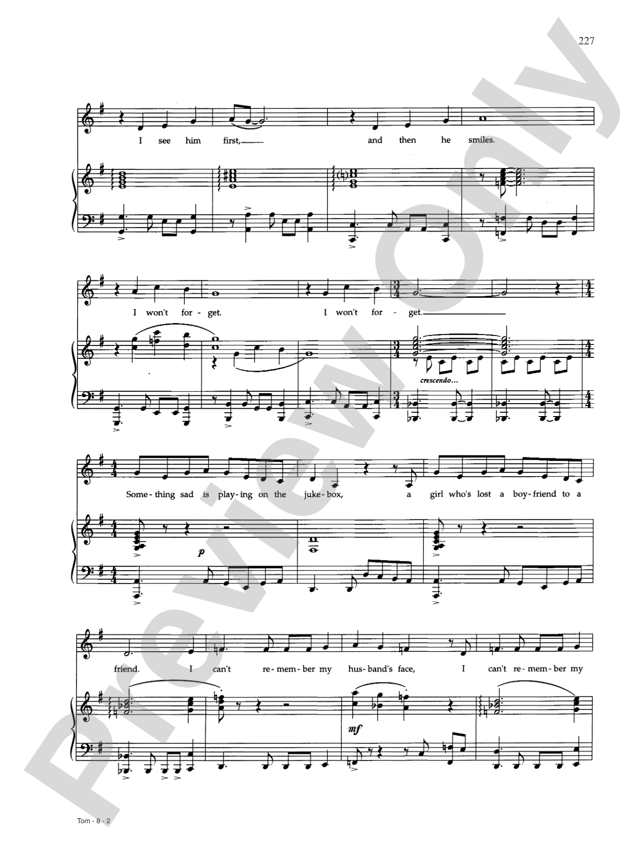 Tom (from "Hello Again"): Piano/Vocal/Chords