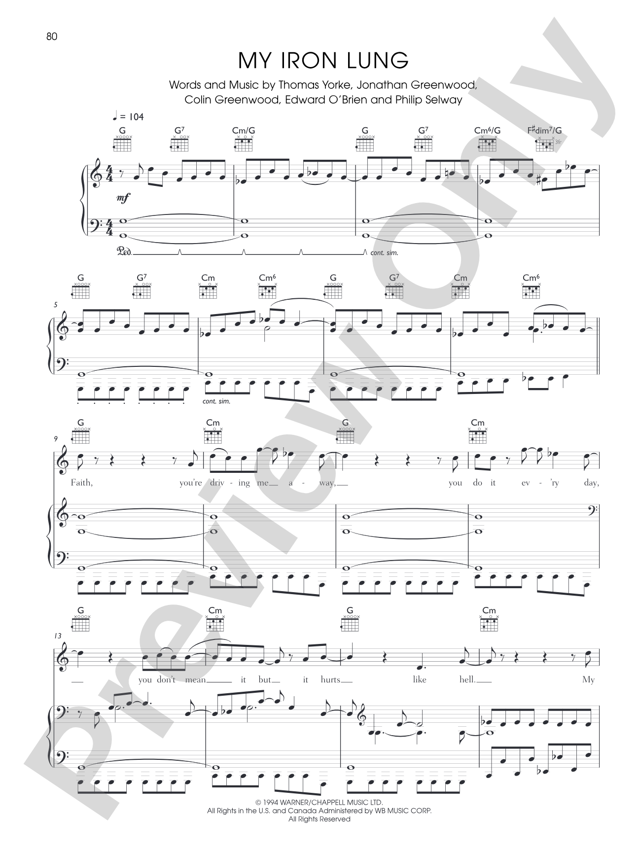 My Iron Lung: Piano/Vocal/Chords