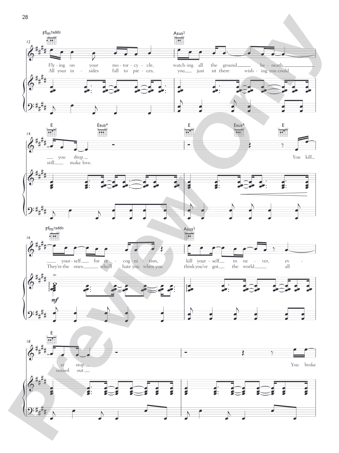 High and Dry: Piano/Vocal/Chords