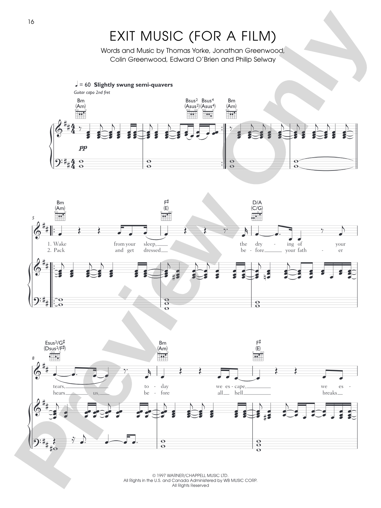 Exit Music (For a Film): Piano/Vocal/Chords