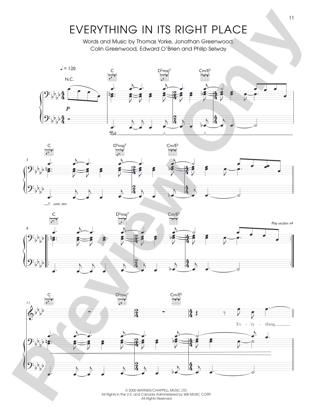 Everything In Its Right Place: Piano/Vocal/Chords