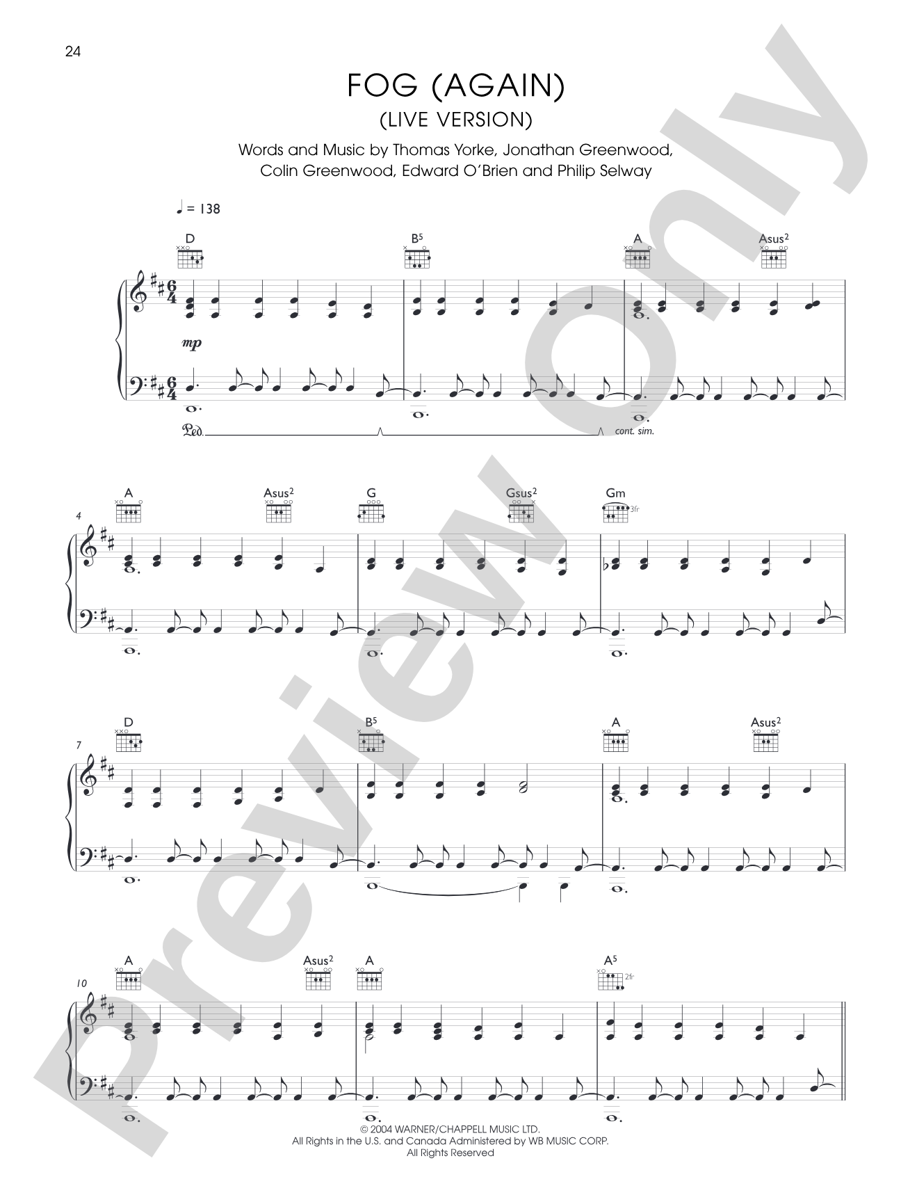 Fog (Again): Piano/Vocal/Chords