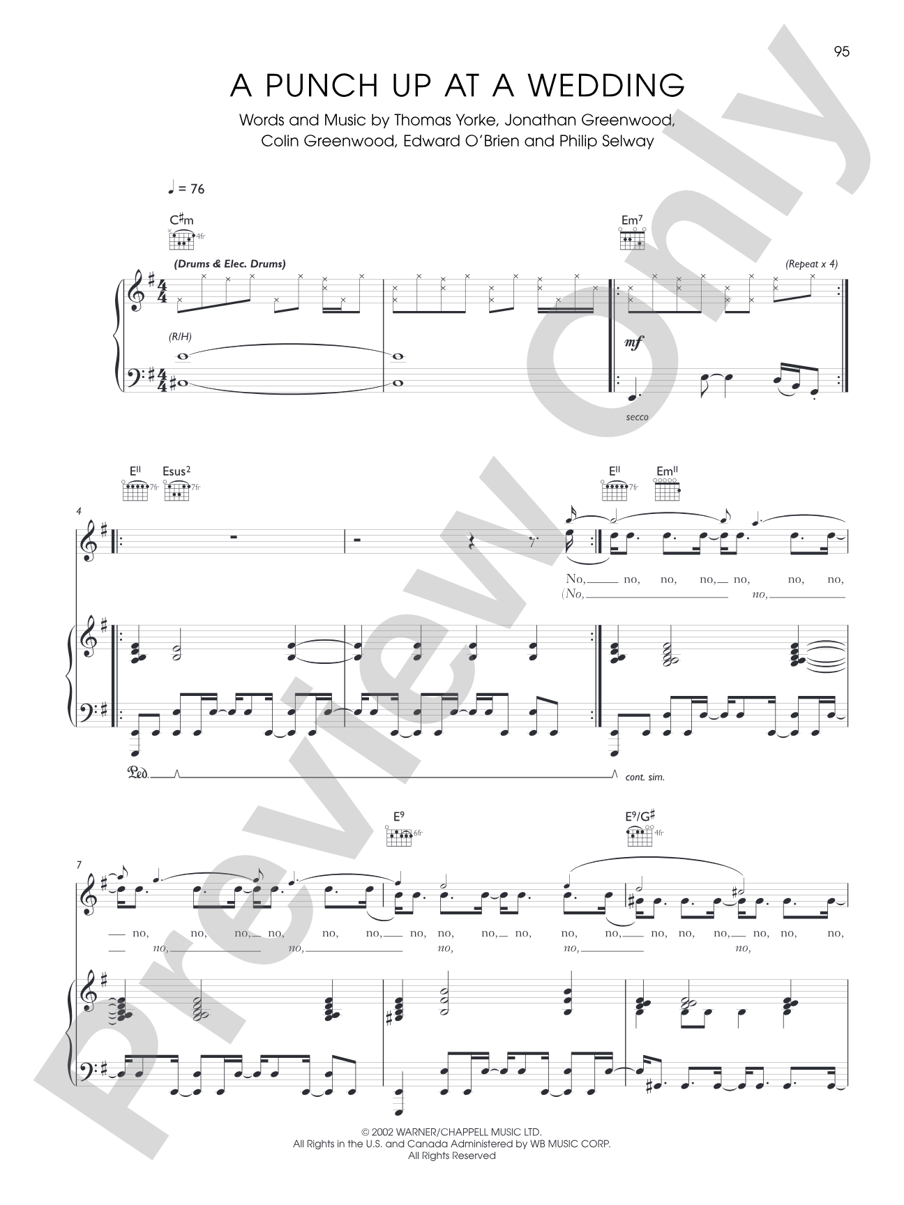 A Punch Up at a Wedding: Piano/Vocal/Chords